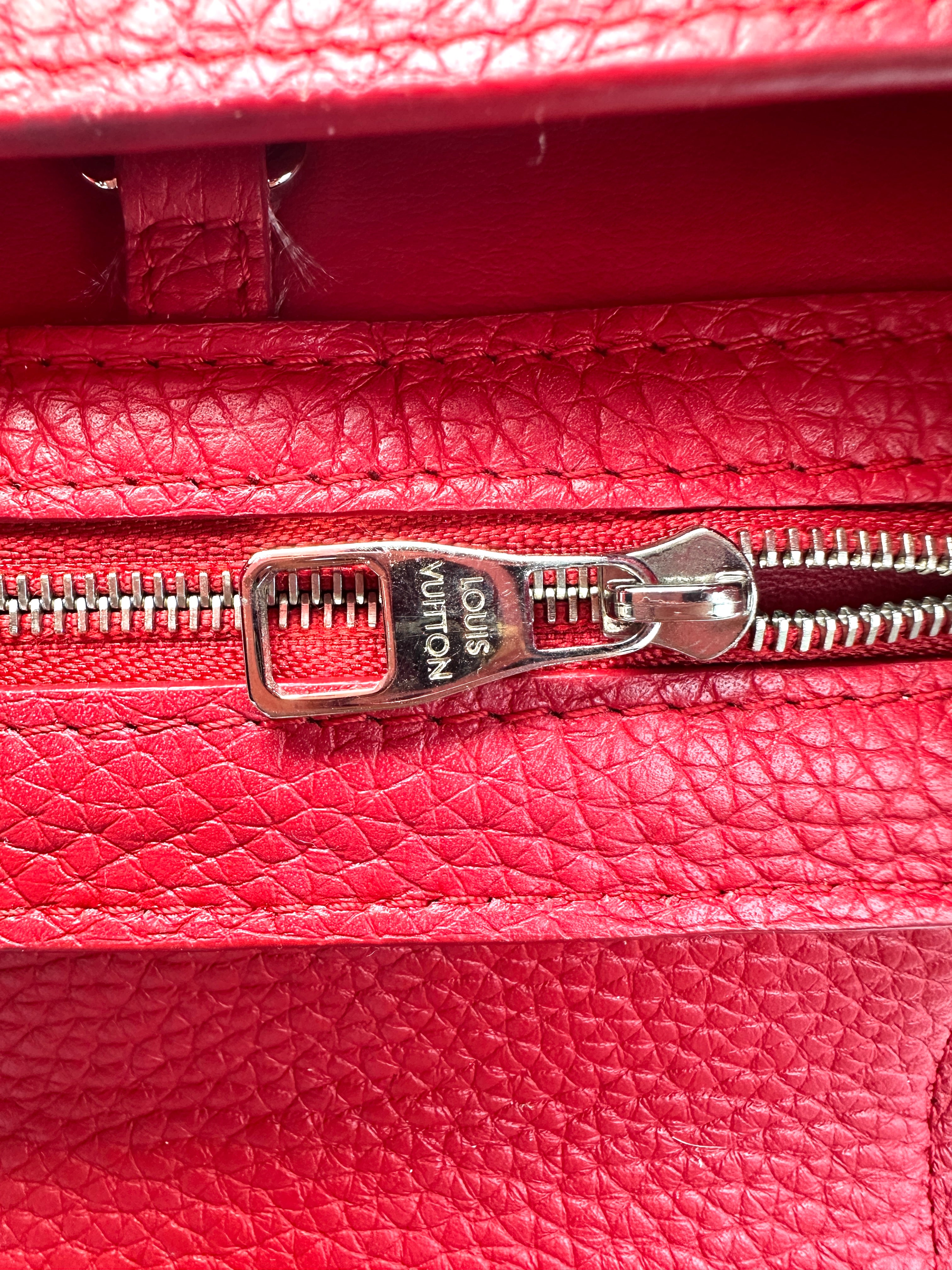Louis Vuitton Capucines BB Red Taurillon Leather Python Handle Bag LV3099