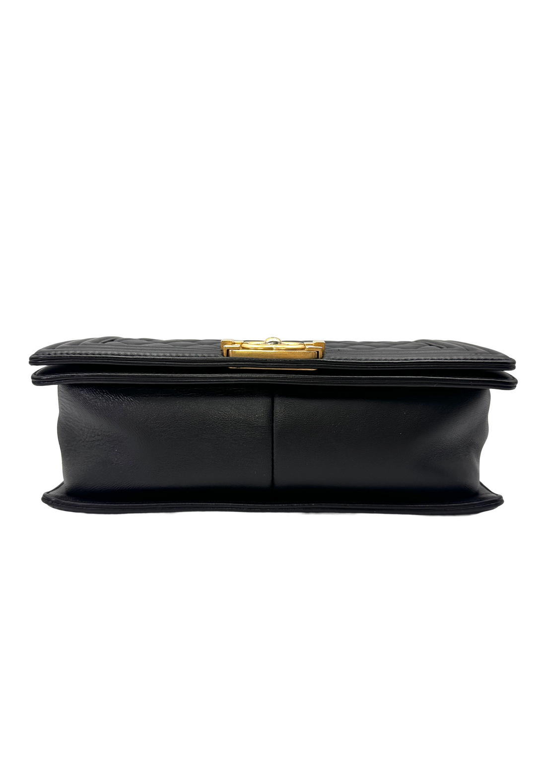 Chanel LeBoy Black Quilted Lambskin Medium Size Flap Bag With Gold Buckle(23***20) CC2233