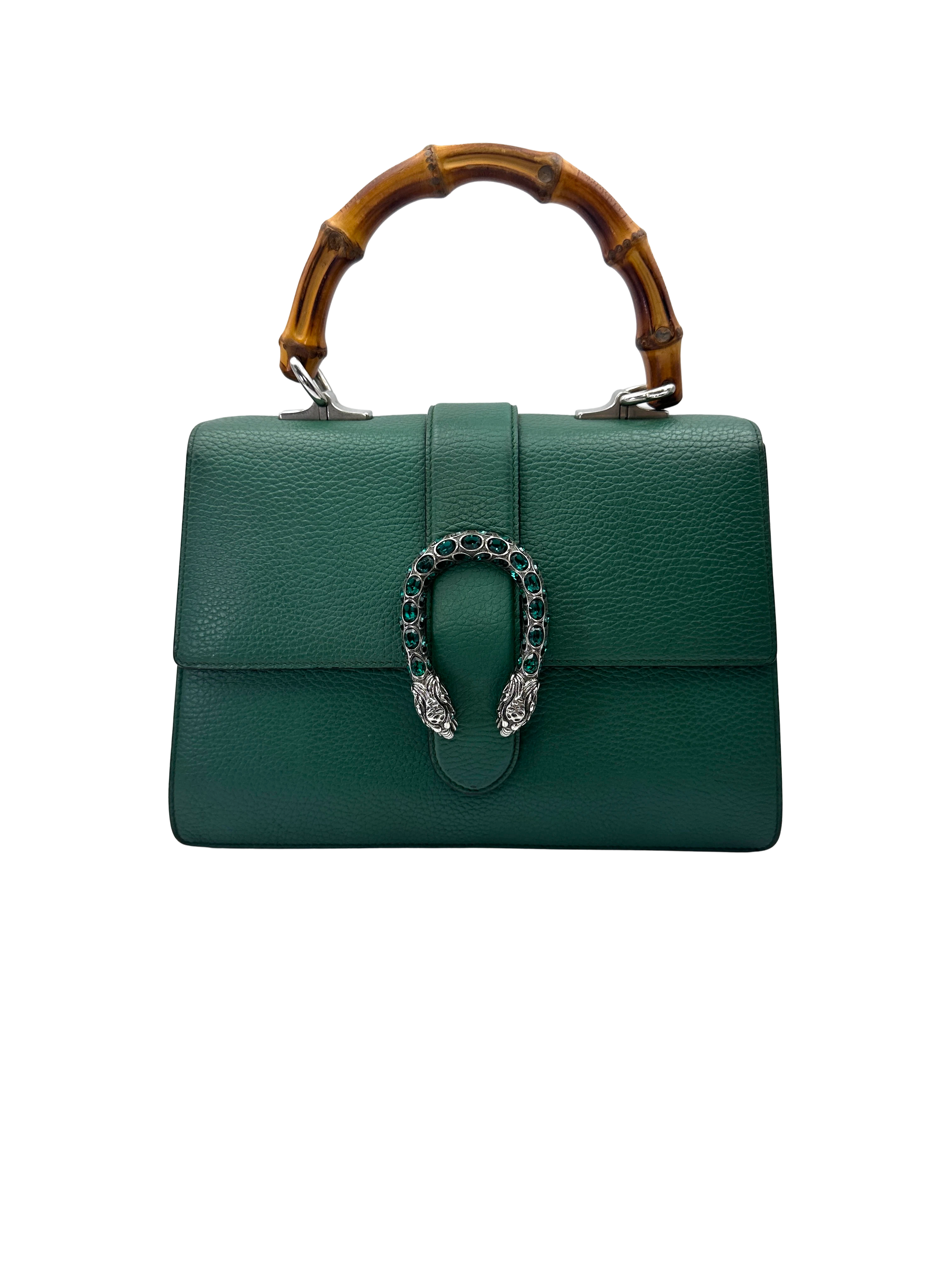 Gucci Dionysus Green Leather Bamboo Handle Bag GG1357