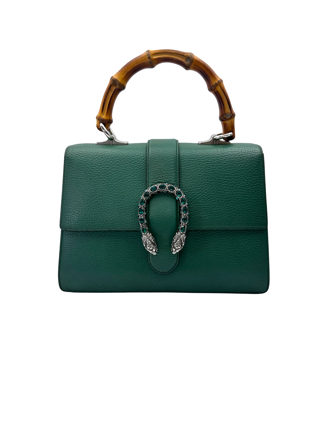Gucci Dionysus Green Leather Bamboo Handle Bag GG1357
