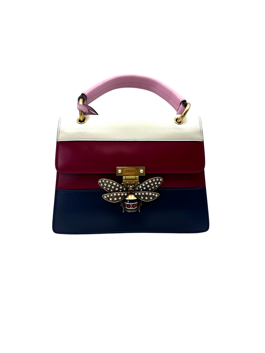 Gucci Queen Margaret Bee Multicolor Leather Top Handle Bag GG1356