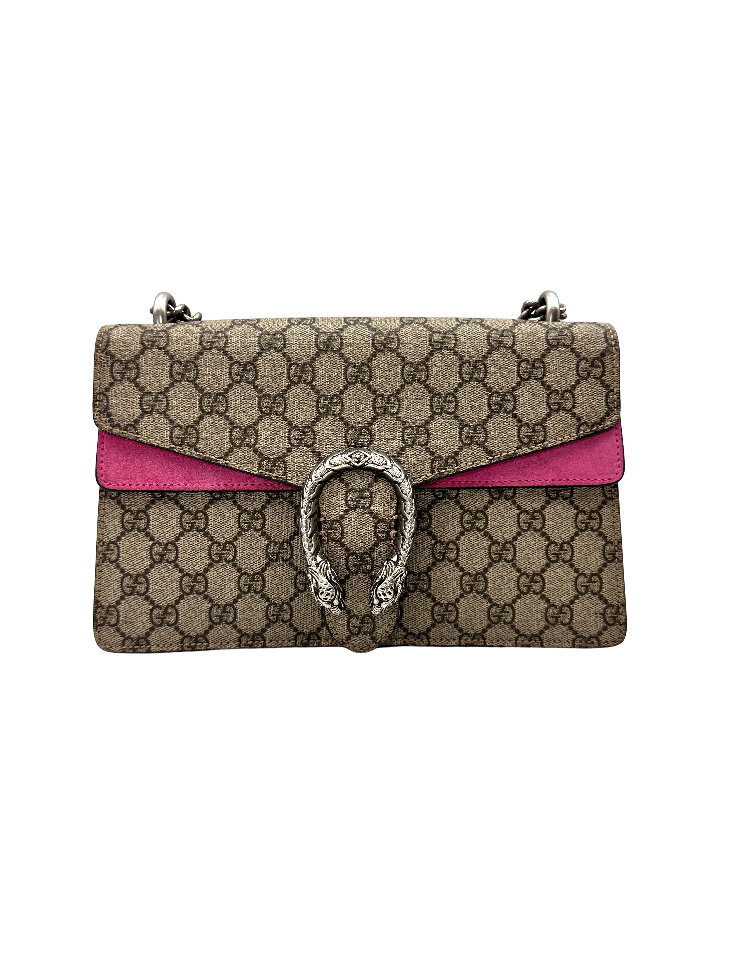 Gucci Dionysus GG Supreme Canvas Medium Size Shoulder Bag With Pink Tirm GG1355