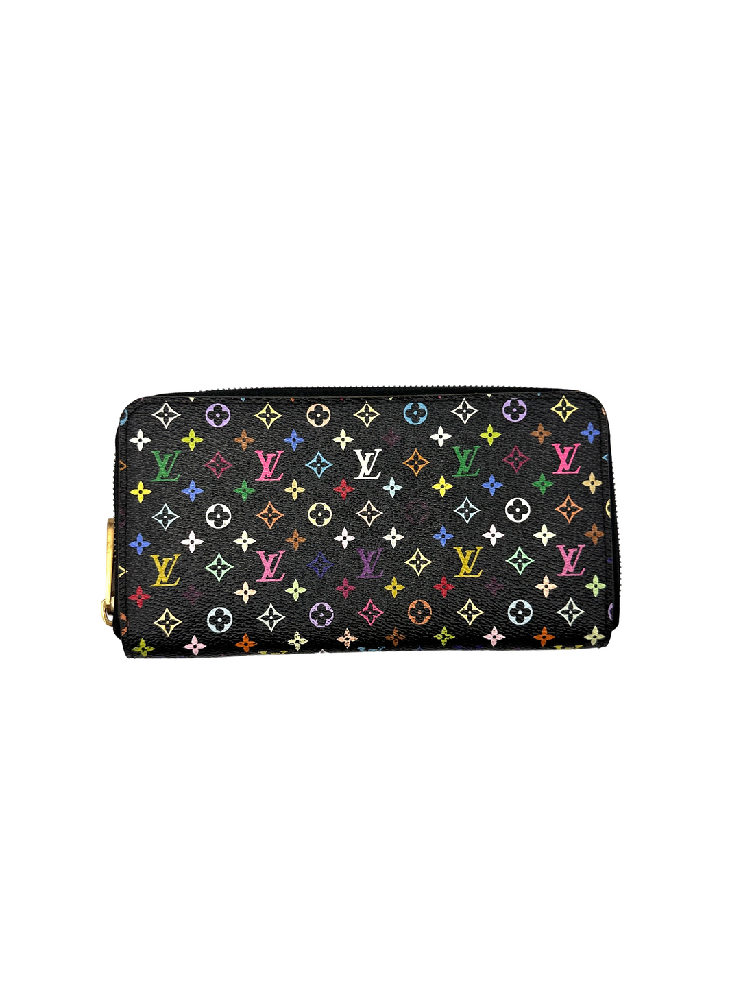 Louis Vuitton x Takashi Murakami Black Multicolor Monogram Zippy Long Wallet LV3096