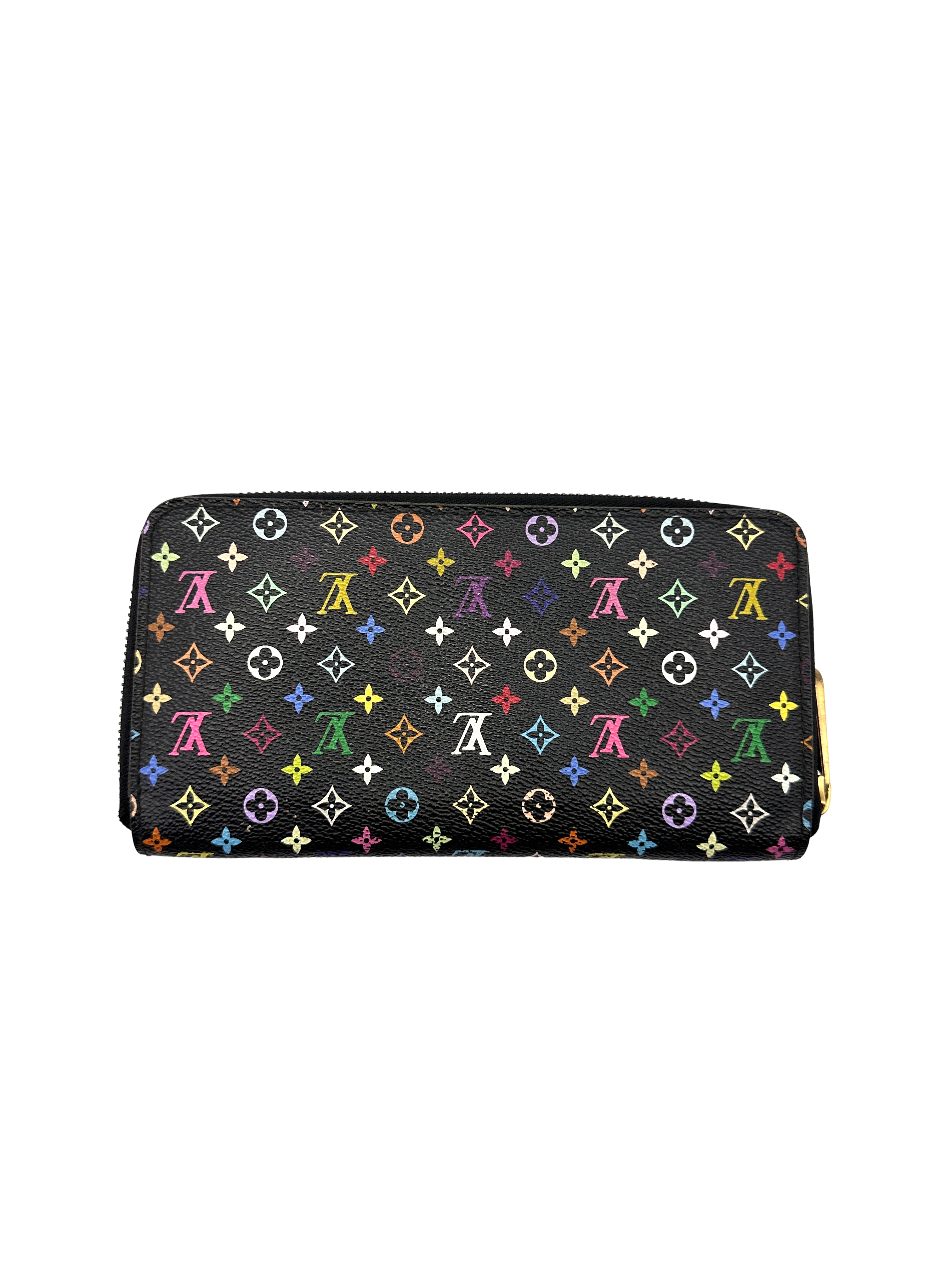 Louis Vuitton x Takashi Murakami Black Multicolor Monogram Zippy Long Wallet LV3096