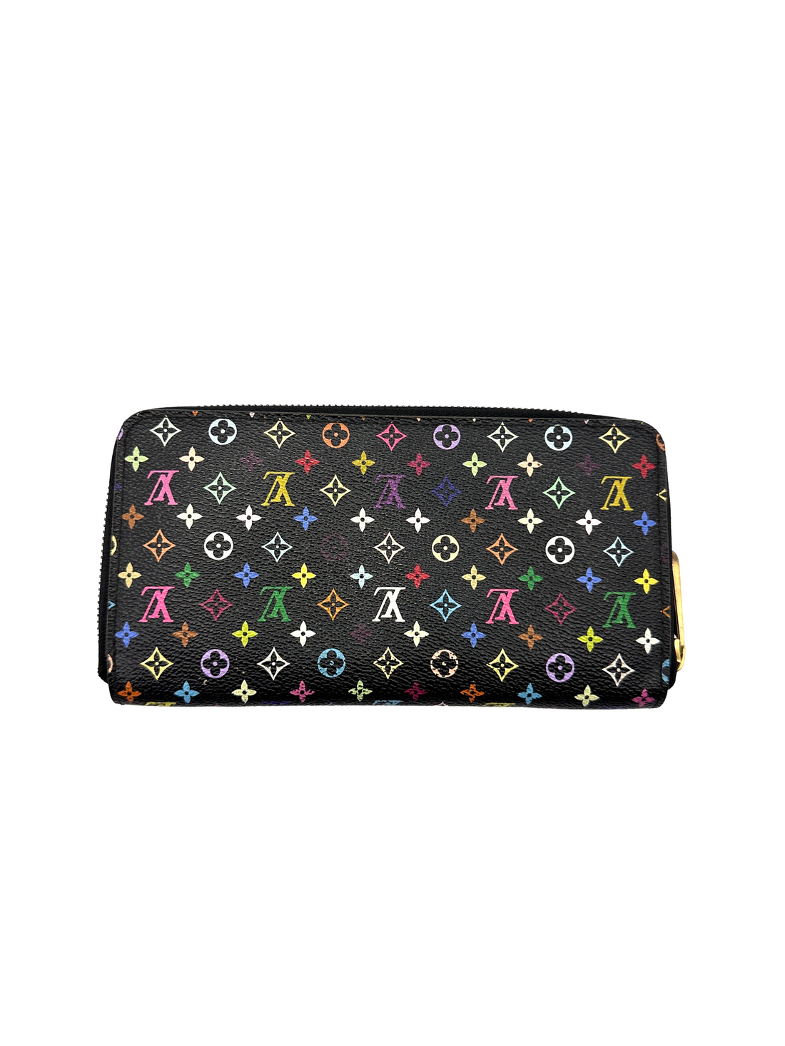 Louis Vuitton x Takashi Murakami Black Multicolor Monogram Zippy Long Wallet LV3096