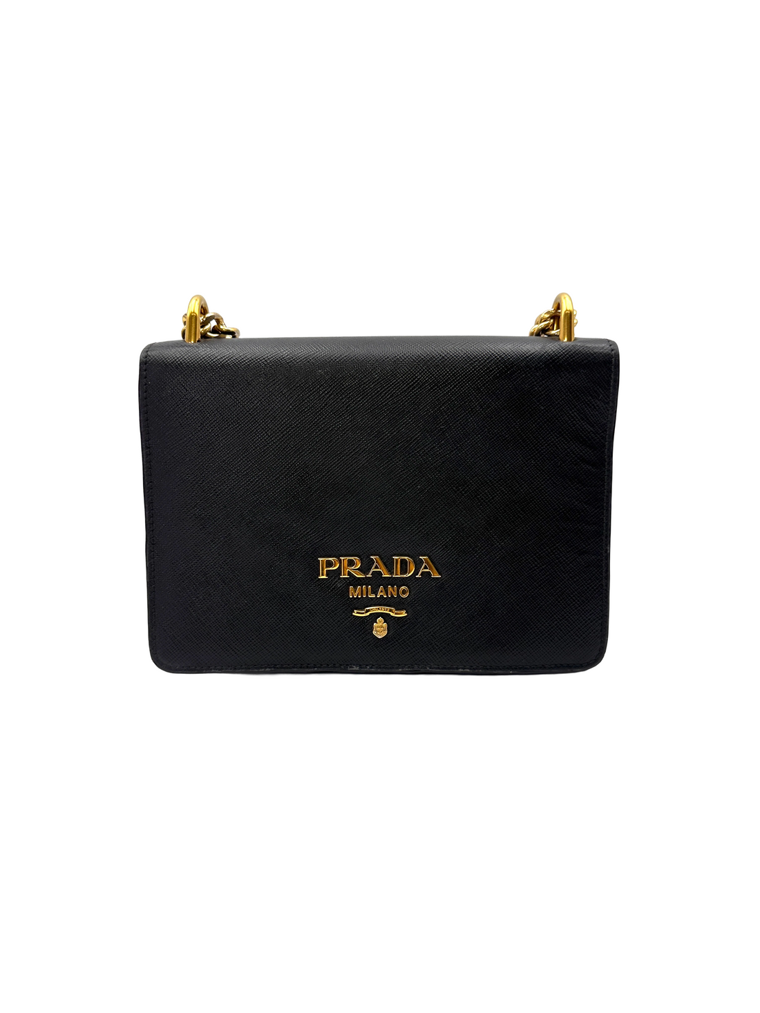 Prada Black Saffiano Leather Chain Shoulder Bag PR508