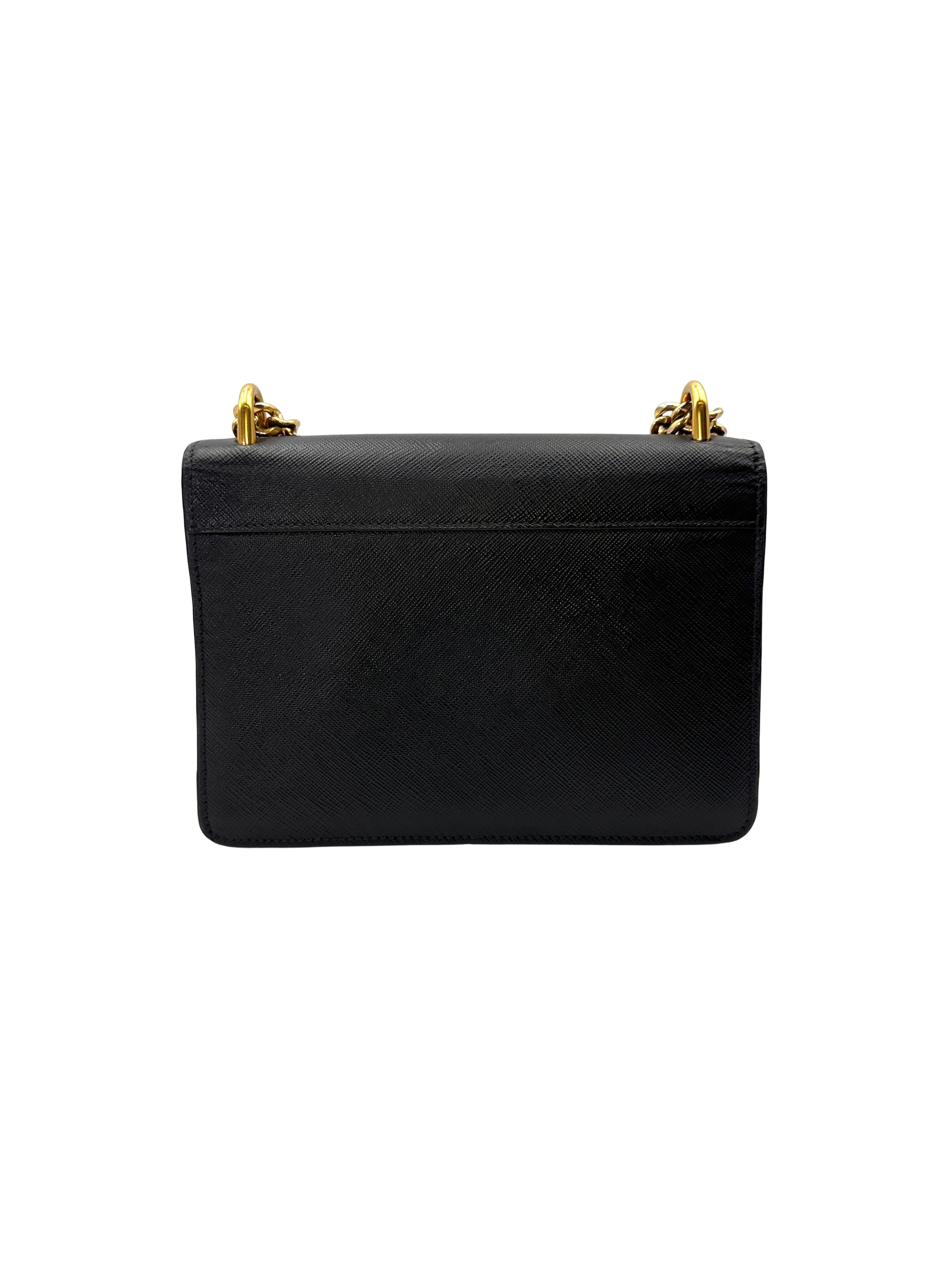 Prada Black Saffiano Leather Chain Shoulder Bag PR508