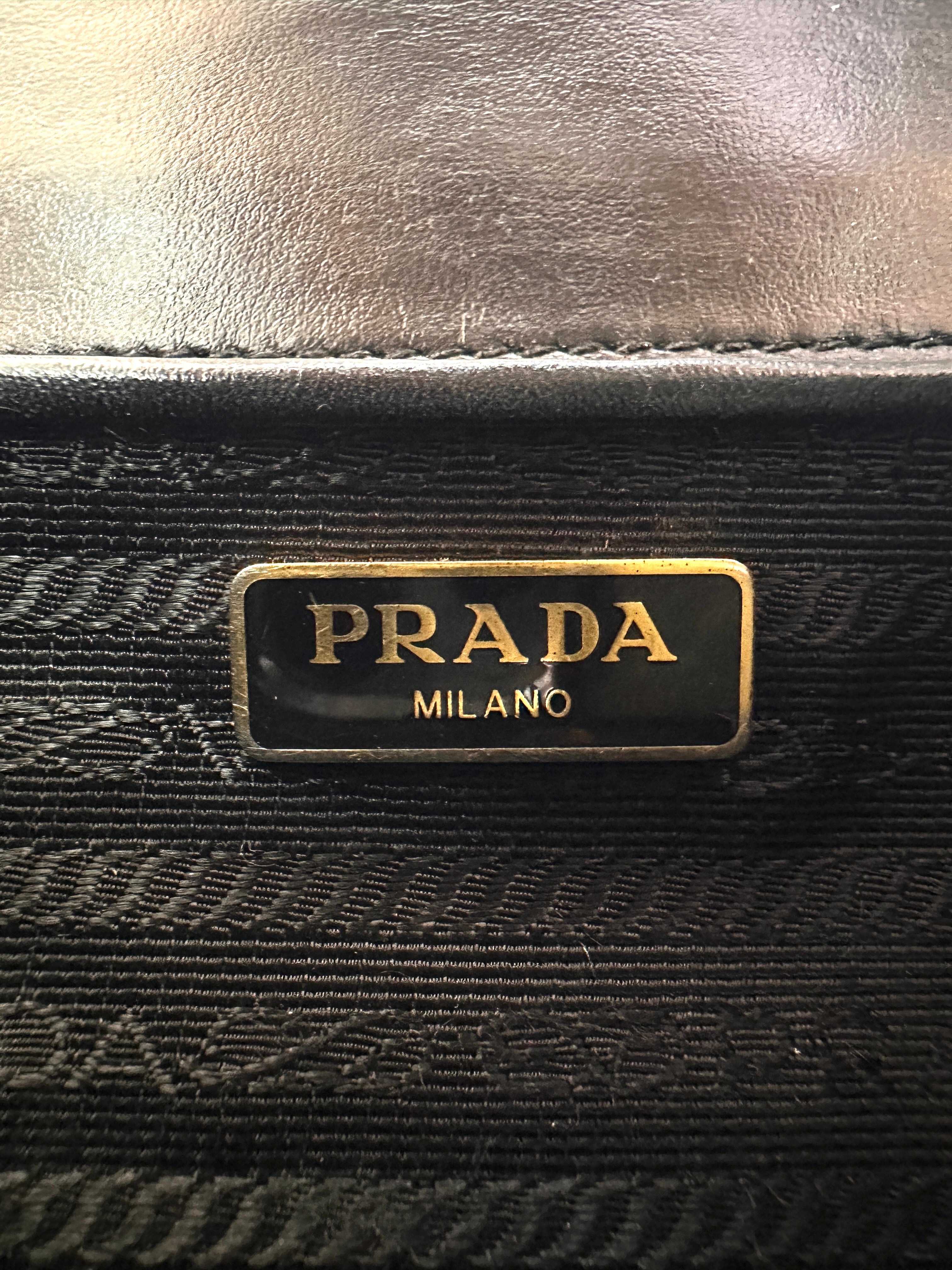 Prada Black Saffiano Leather Chain Shoulder Bag PR508