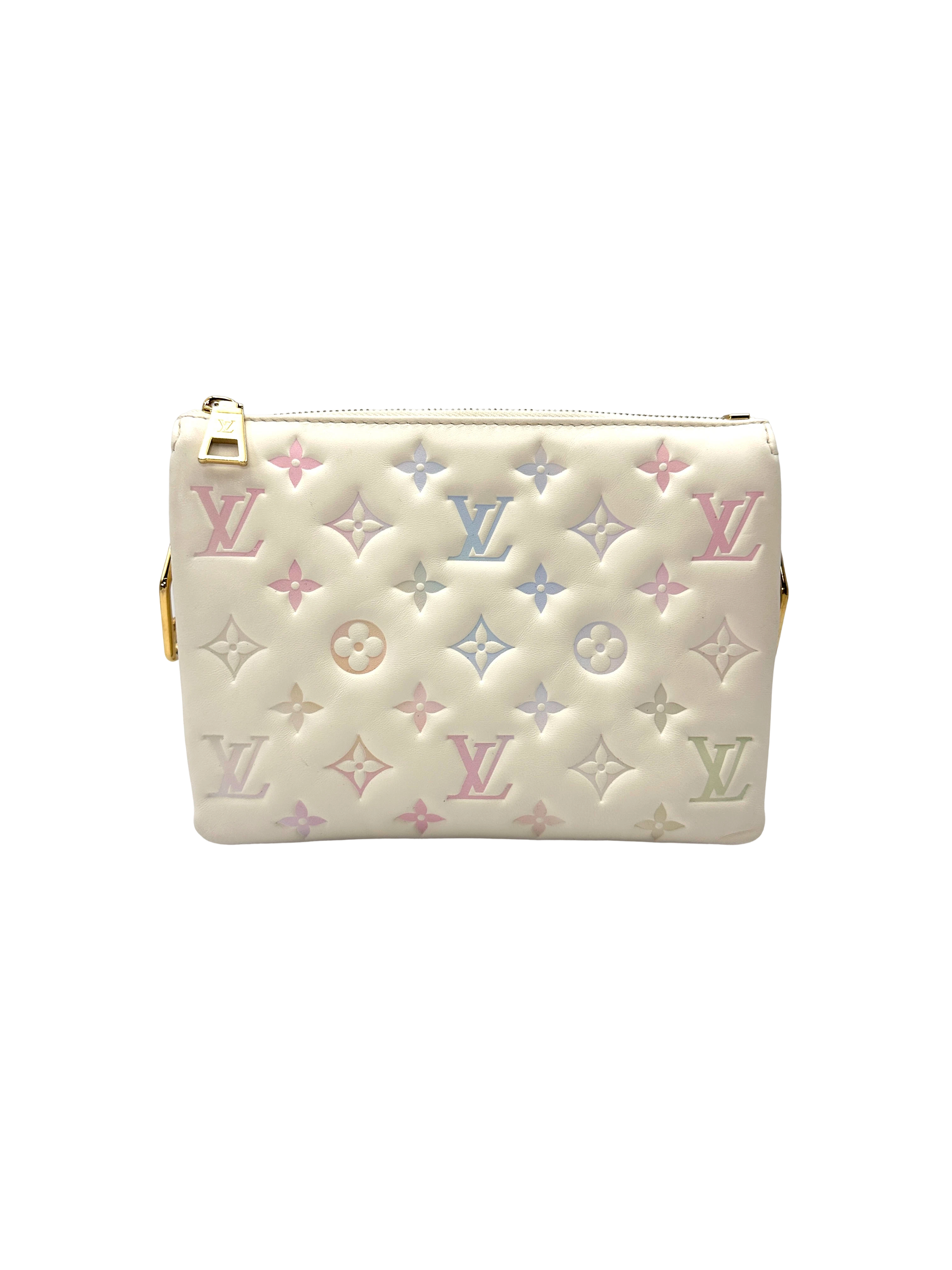 Louis Vuitton Coussin BB Milky Way White Monogram Embossed Puffy Leather Shoulder Bag LV3091