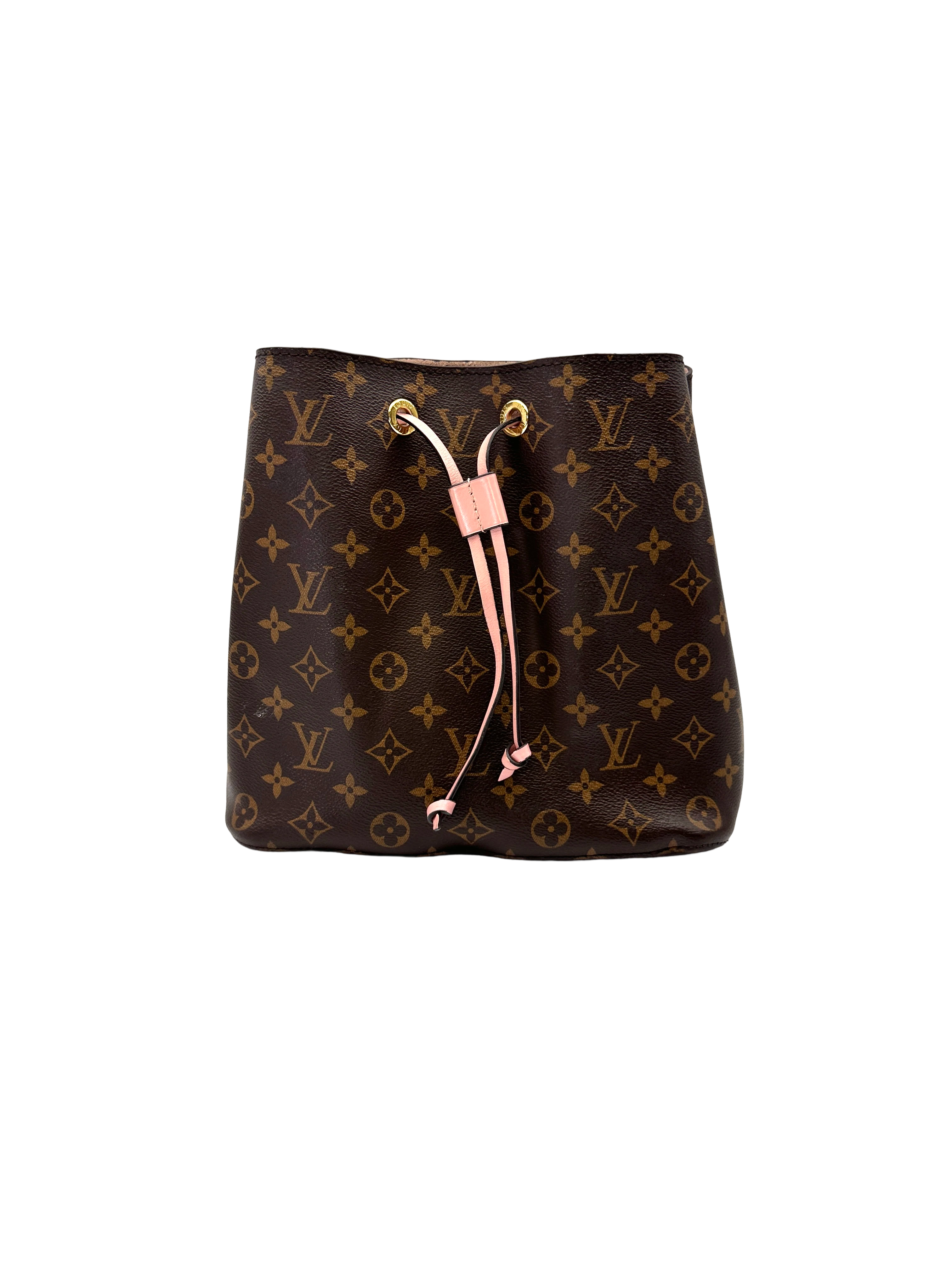Louis Vuitton Neonoe Monogram Canvas Bucket Bag With Pink Drawstring LV3090