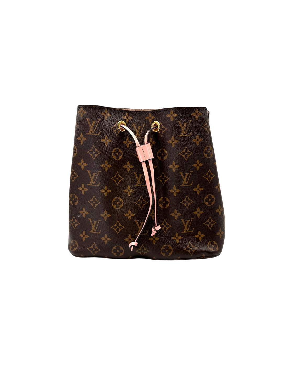 Louis Vuitton Neonoe Monogram Canvas Bucket Bag With Pink Drawstring LV3090