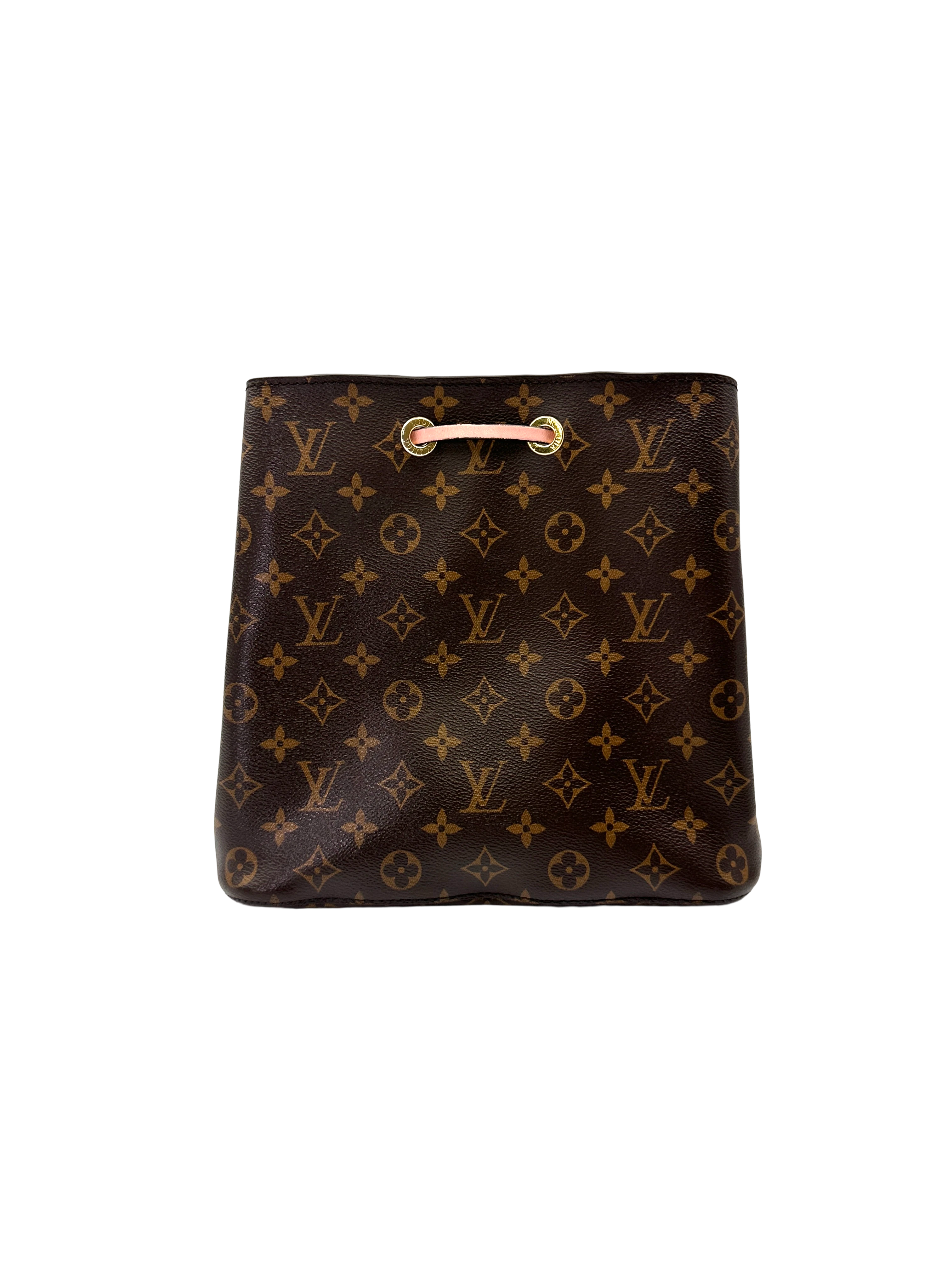 Louis Vuitton Neonoe Monogram Canvas Bucket Bag With Pink Drawstring LV3090