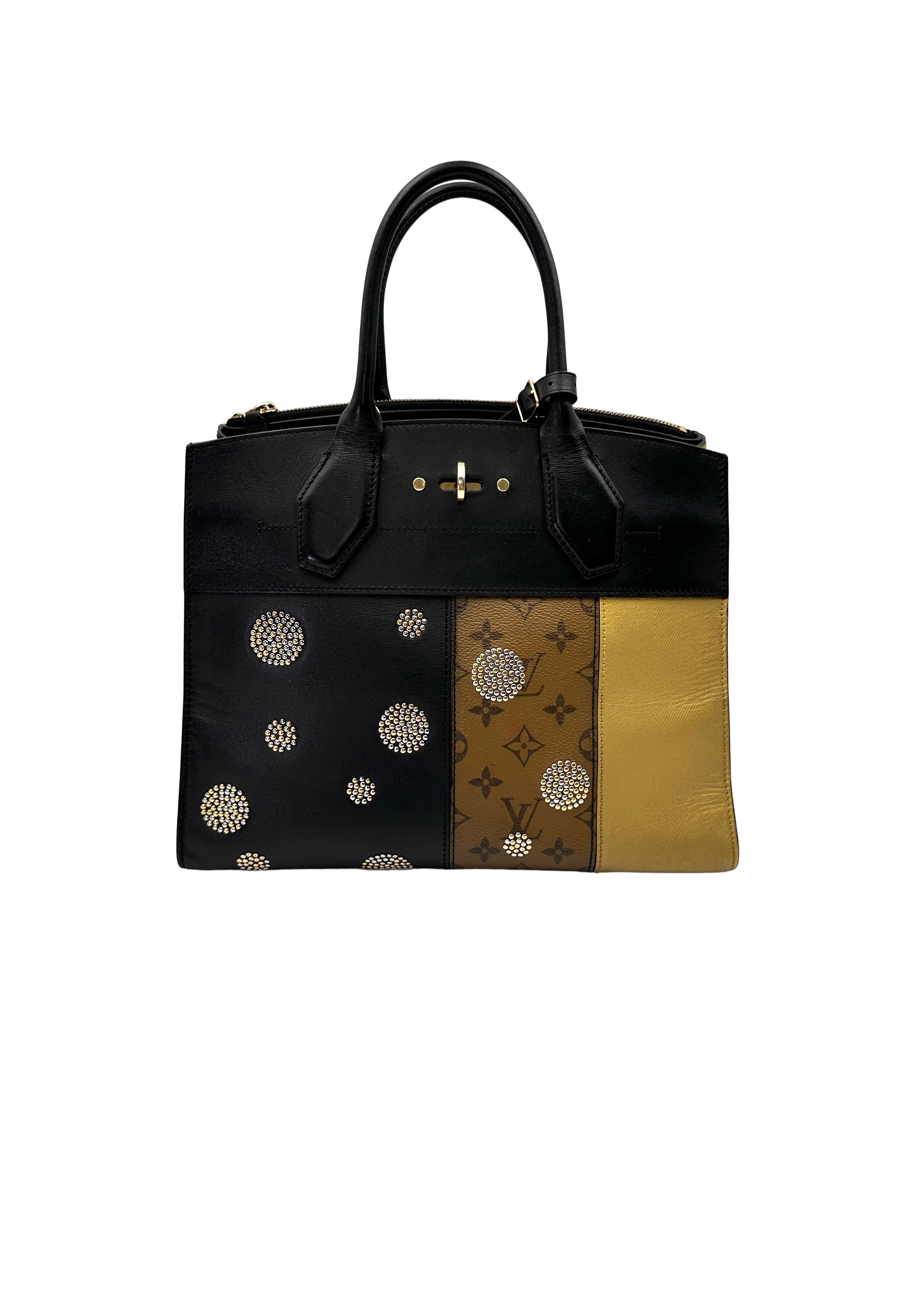Louis Vuitton City Steamer "Night Lights" Monogram Reverse Canvas & Black Leather Handle Bag LV3092