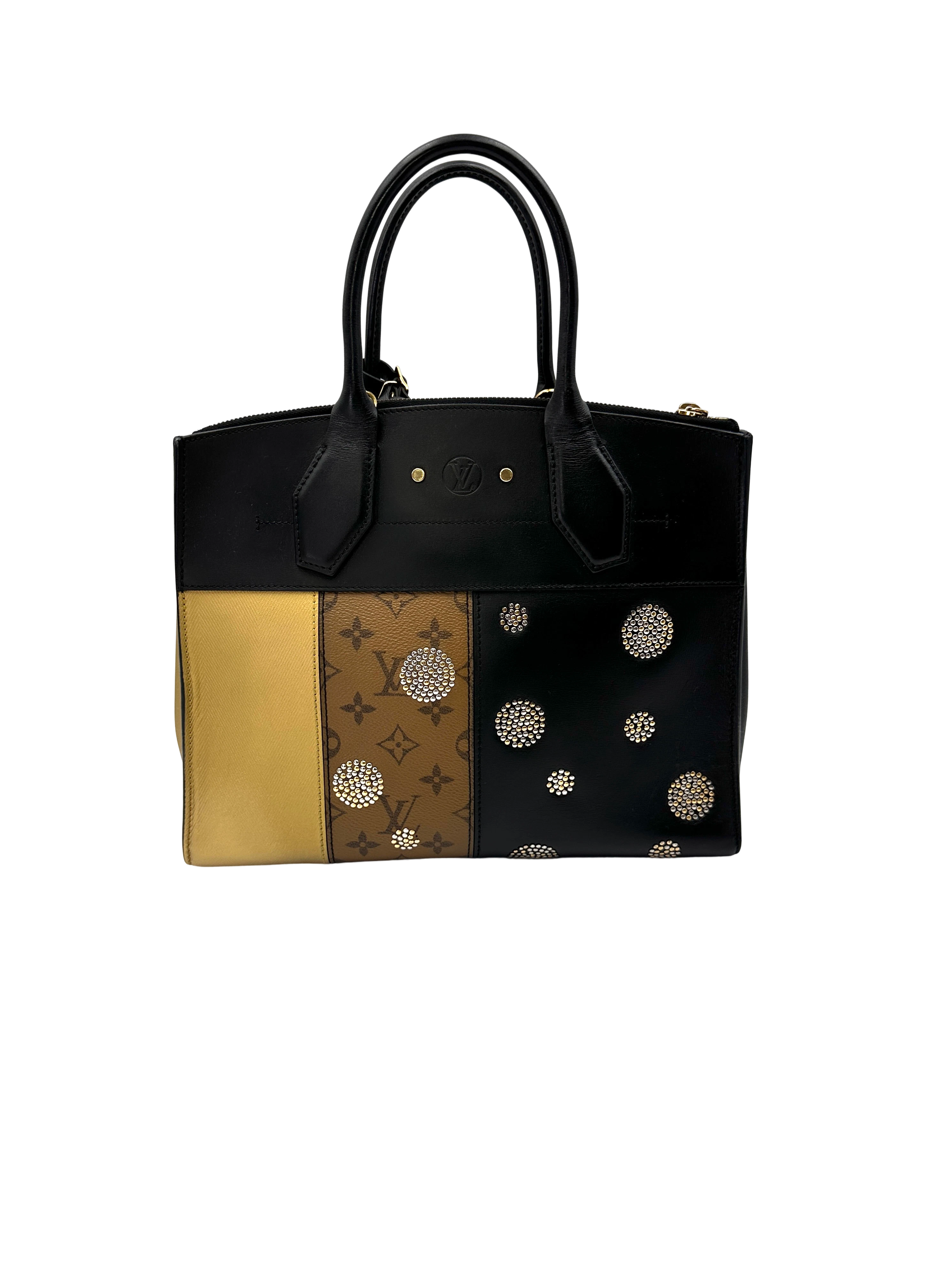 Louis Vuitton City Steamer "Night Lights" Monogram Reverse Canvas & Black Leather Handle Bag LV3092