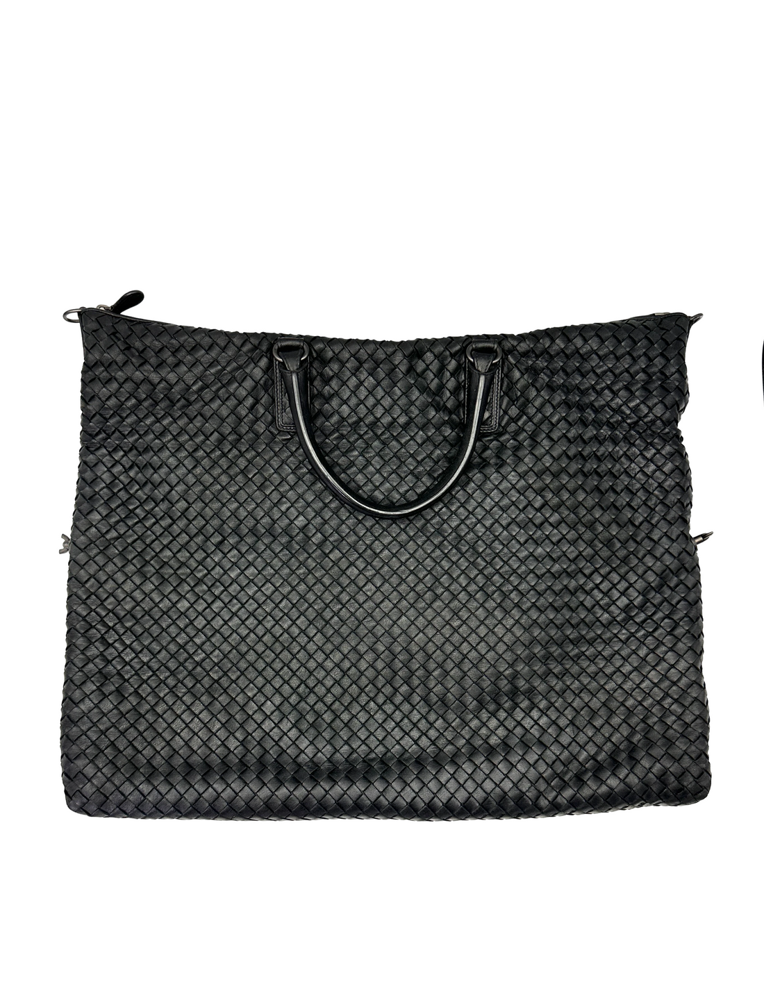 Bottega Veneta Convertible Black Intrecciato Leather Handle Bag BV137