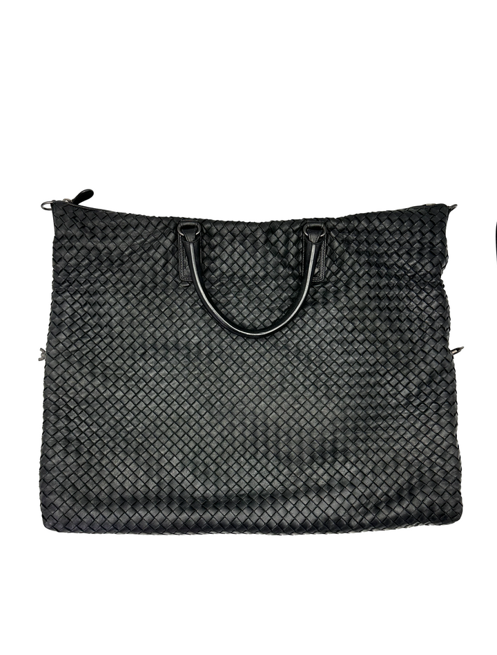 Bottega Veneta Convertible Black Intrecciato Leather Handle Bag BV137