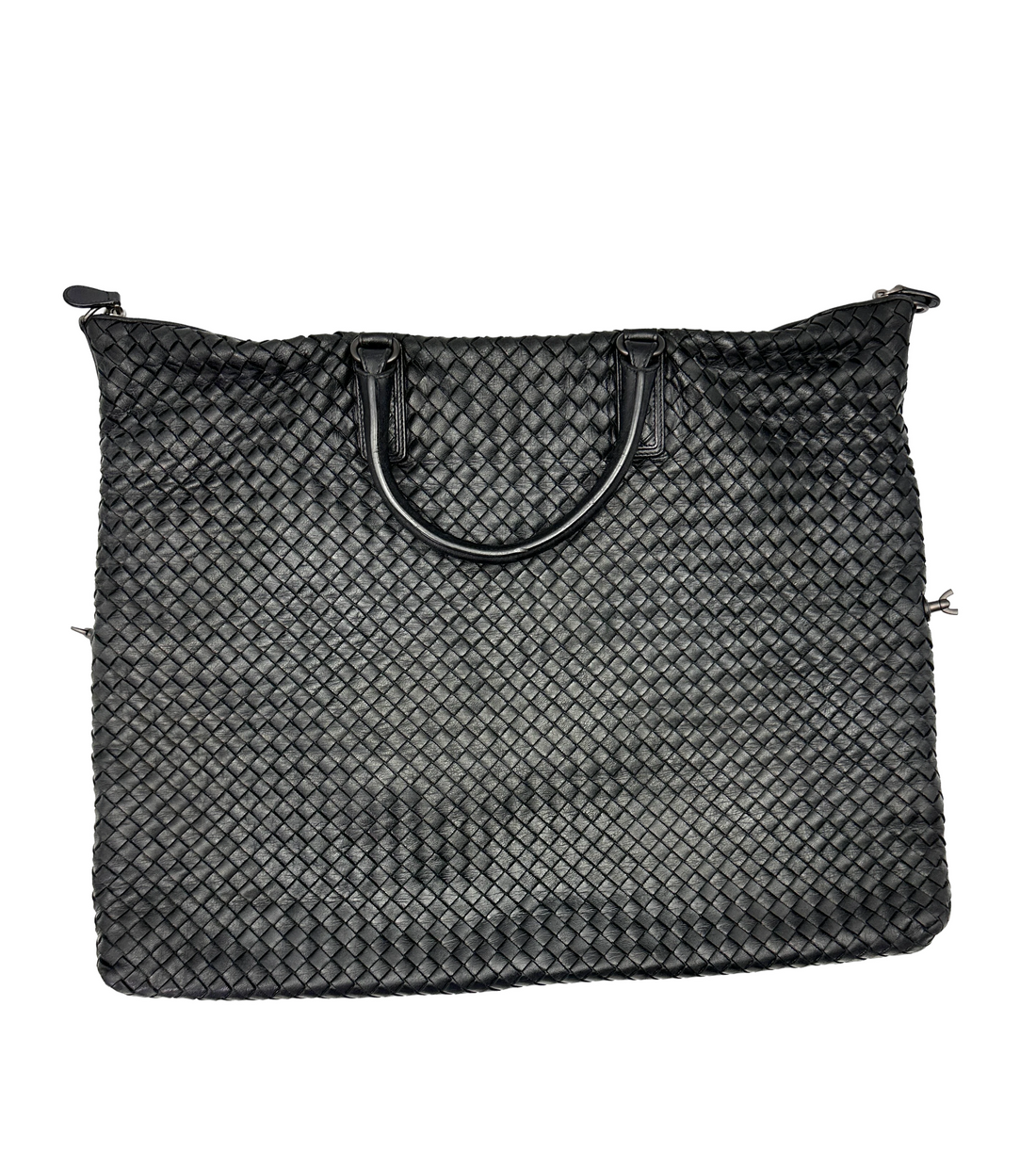 Bottega Veneta Convertible Black Intrecciato Leather Handle Bag BV137