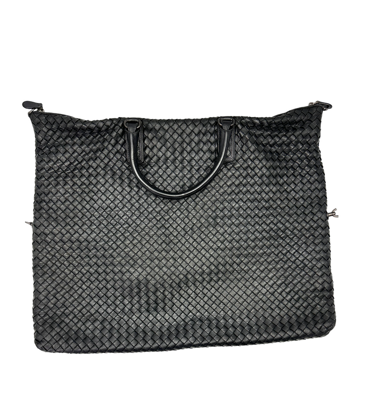Bottega Veneta Convertible Black Intrecciato Leather Handle Bag BV137