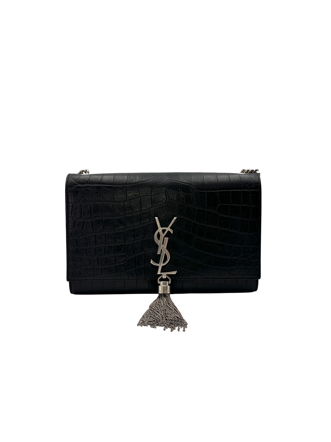 Saint Laurent Kate Croc-Embossed Chain Shoulder Bag SL267