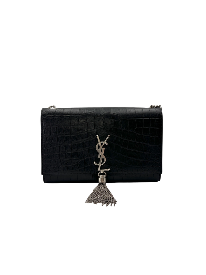 Saint Laurent Kate Croc-Embossed Chain Shoulder Bag SL267
