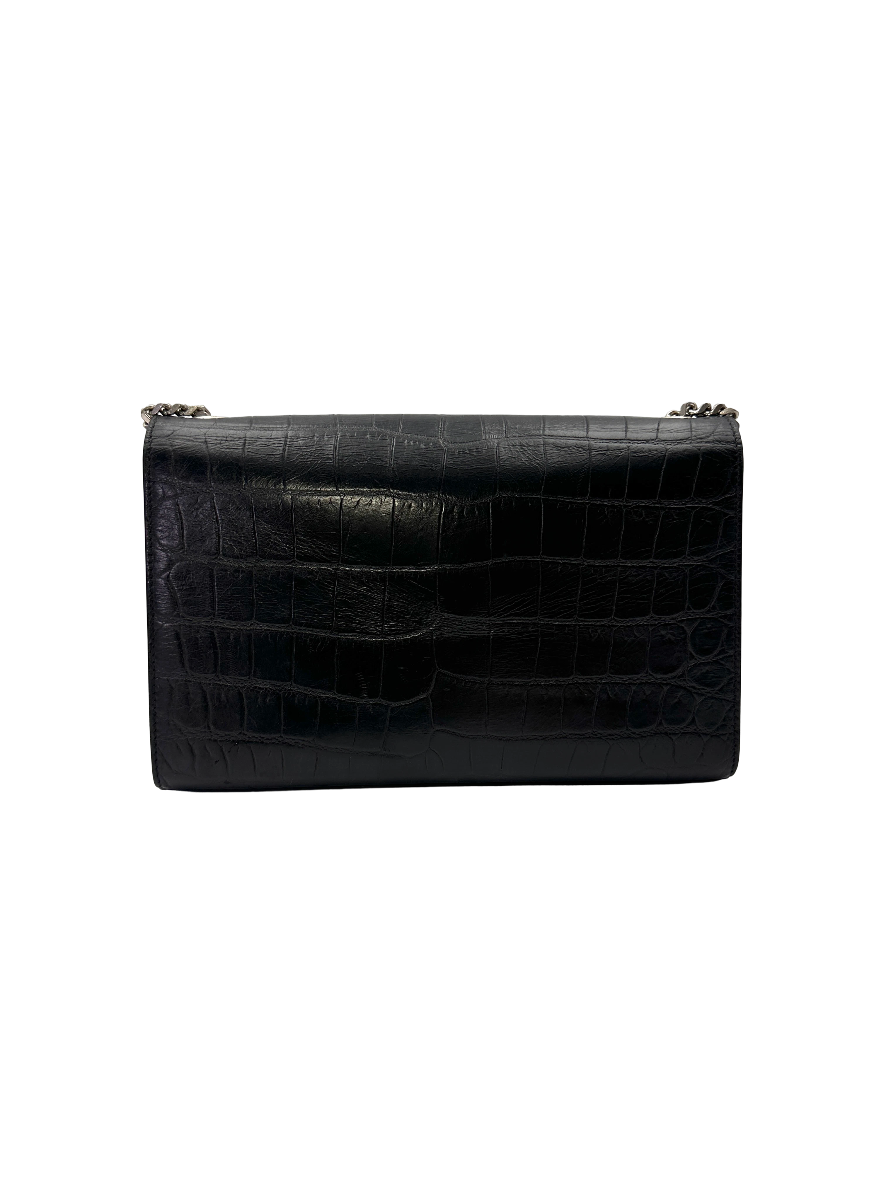 Saint Laurent Kate Croc-Embossed Chain Shoulder Bag SL267