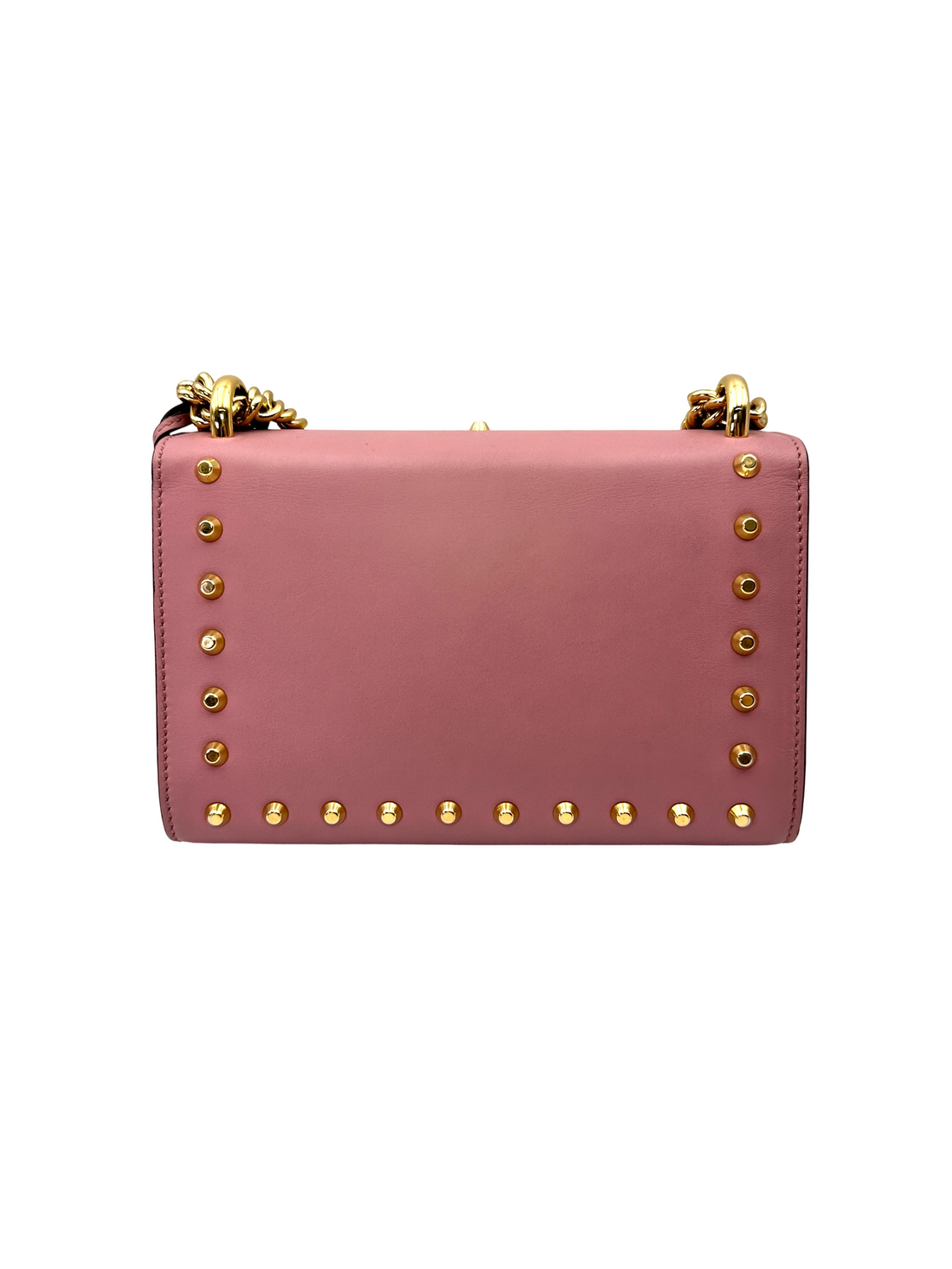Gucci Padlock PInk Pearl Studded Leather Chain Bag With Gold Hardware GG1360
