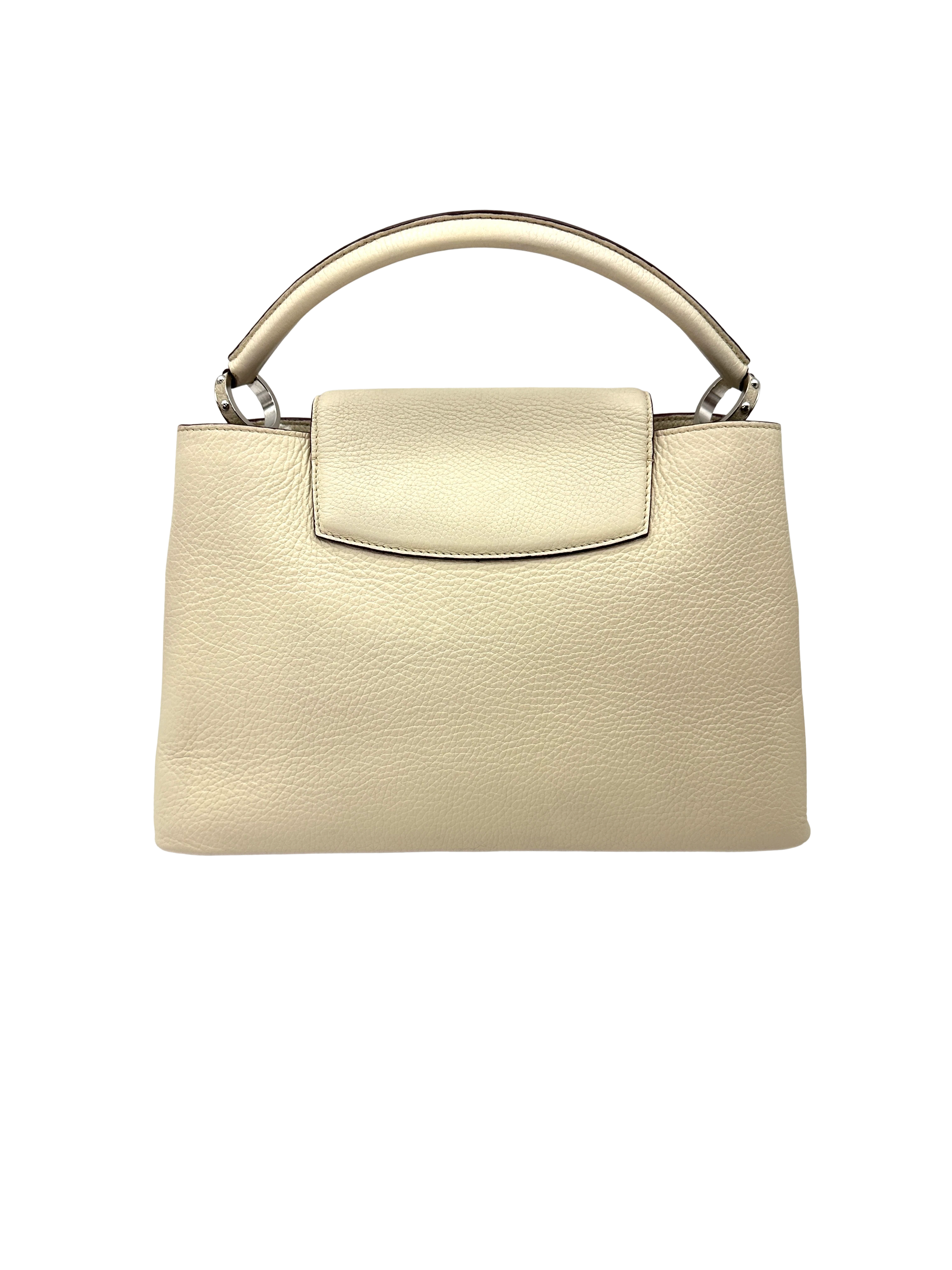 Louis Vuitton Capucines GM White Taurillon Leather Handle Bag LV3100