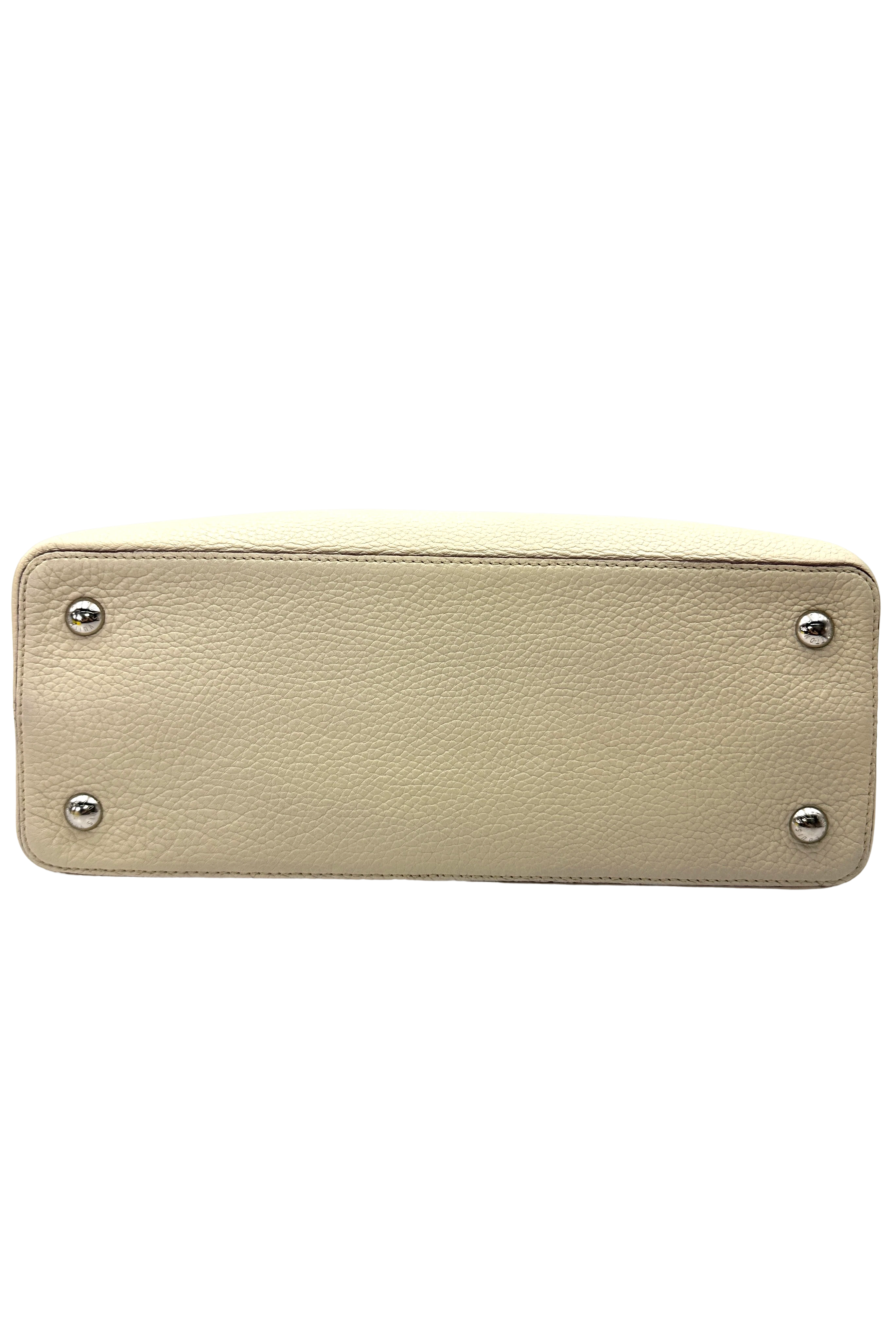 Louis Vuitton Capucines GM White Taurillon Leather Handle Bag LV3100
