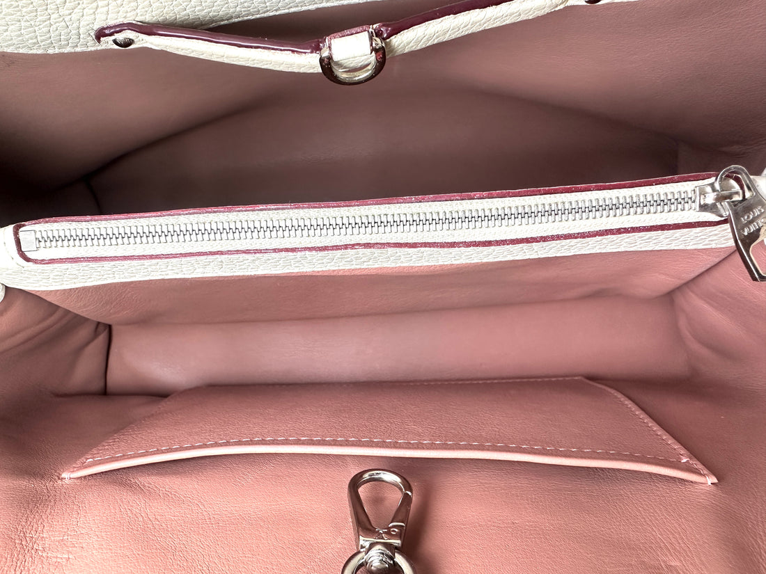 Louis Vuitton Capucines GM White Taurillon Leather Handle Bag LV3100