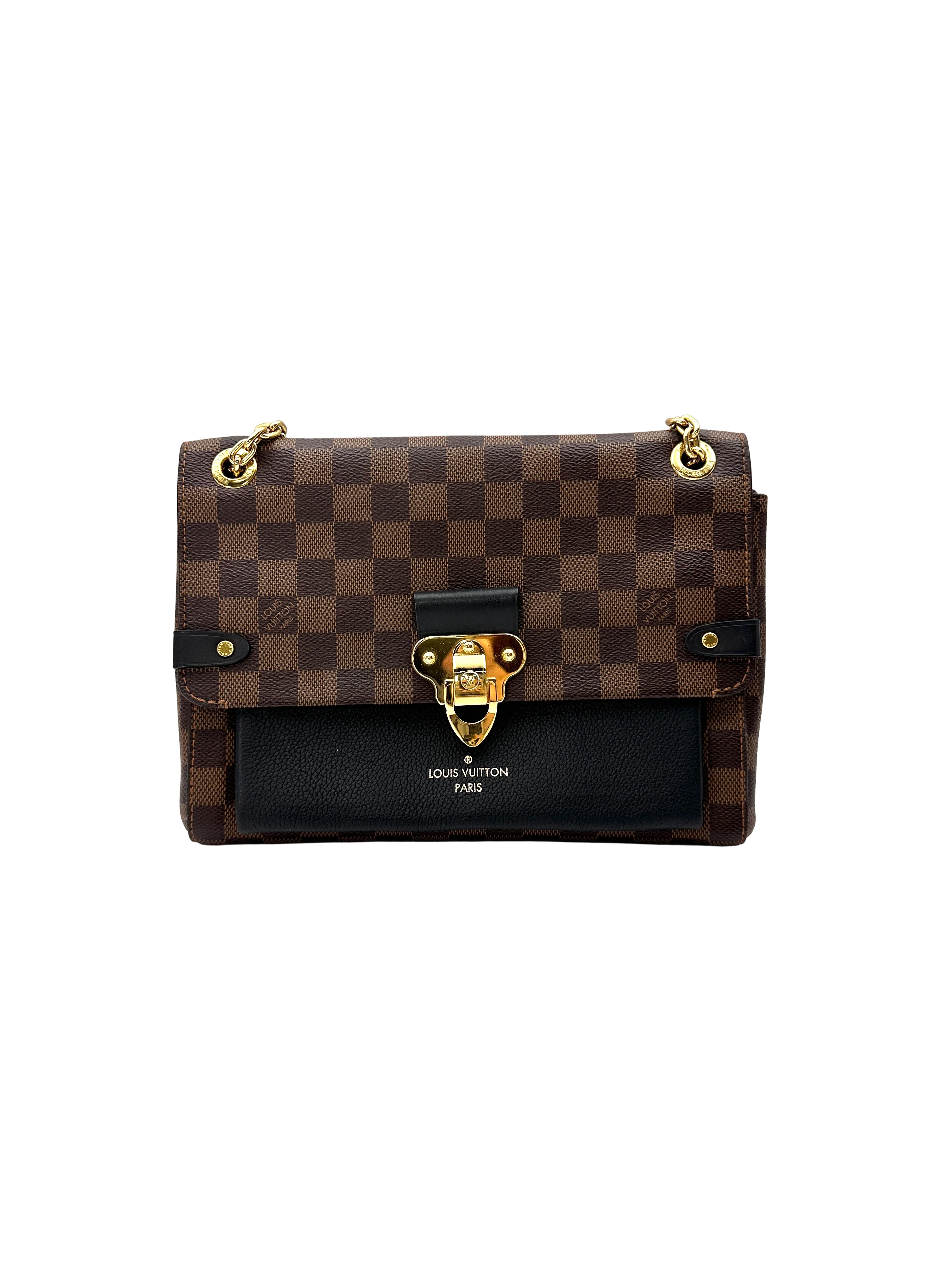 Louis Vuitton Vavin MM Damier Ebene & Black Leather Wallet On Chain LV3101