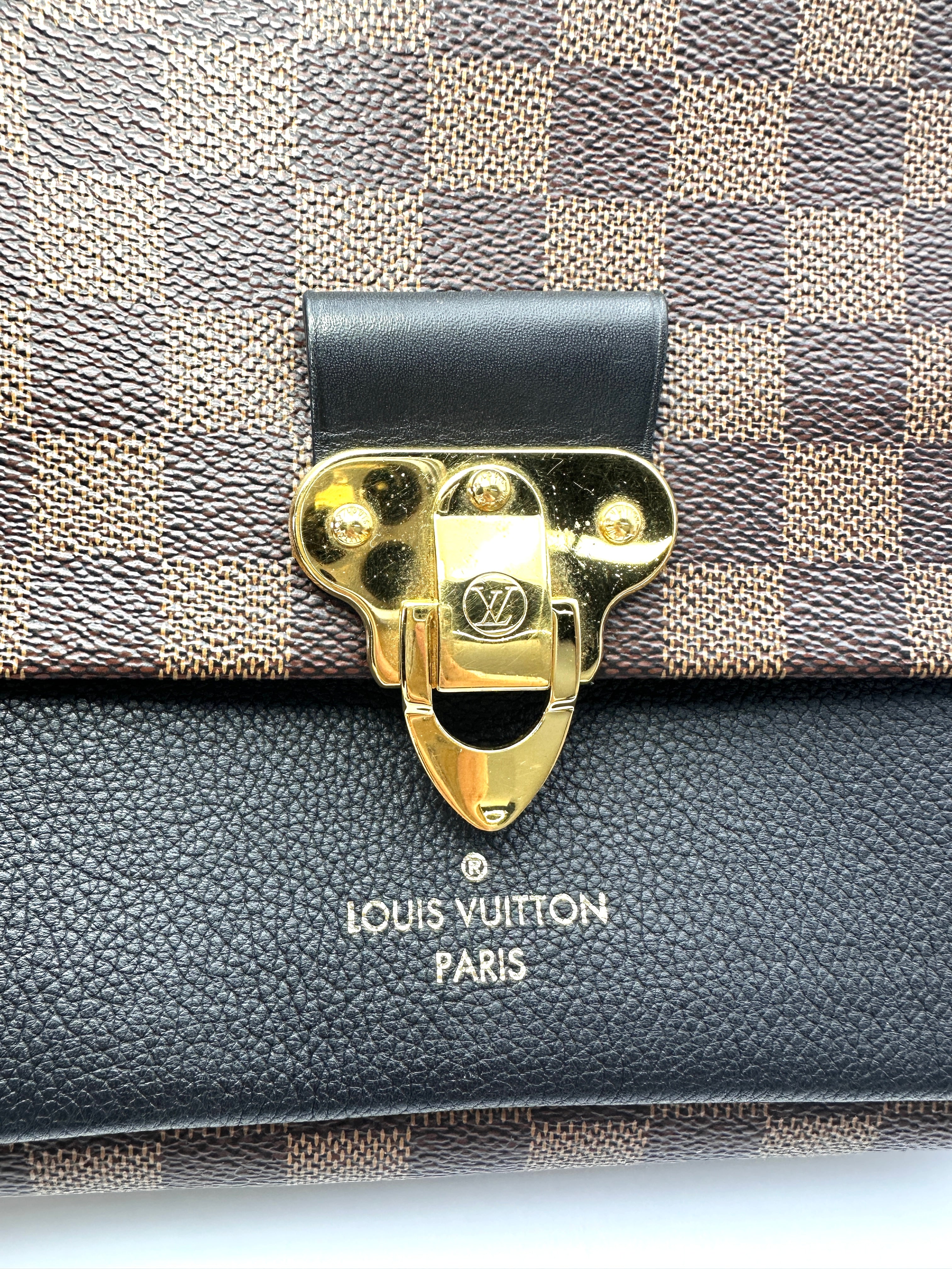 Louis Vuitton Vavin MM Damier Ebene & Black Leather Wallet On Chain LV3101