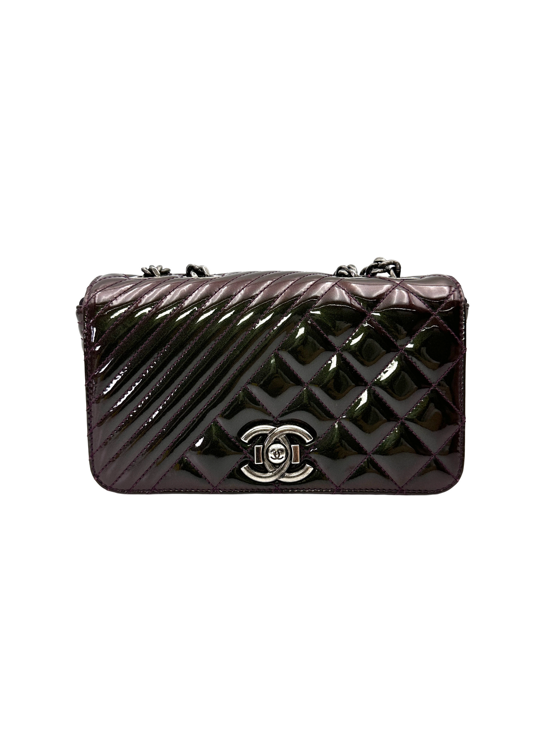 Chanel Dark Green Quilted Patent Leather Flap Bag(21***71) CC2238
