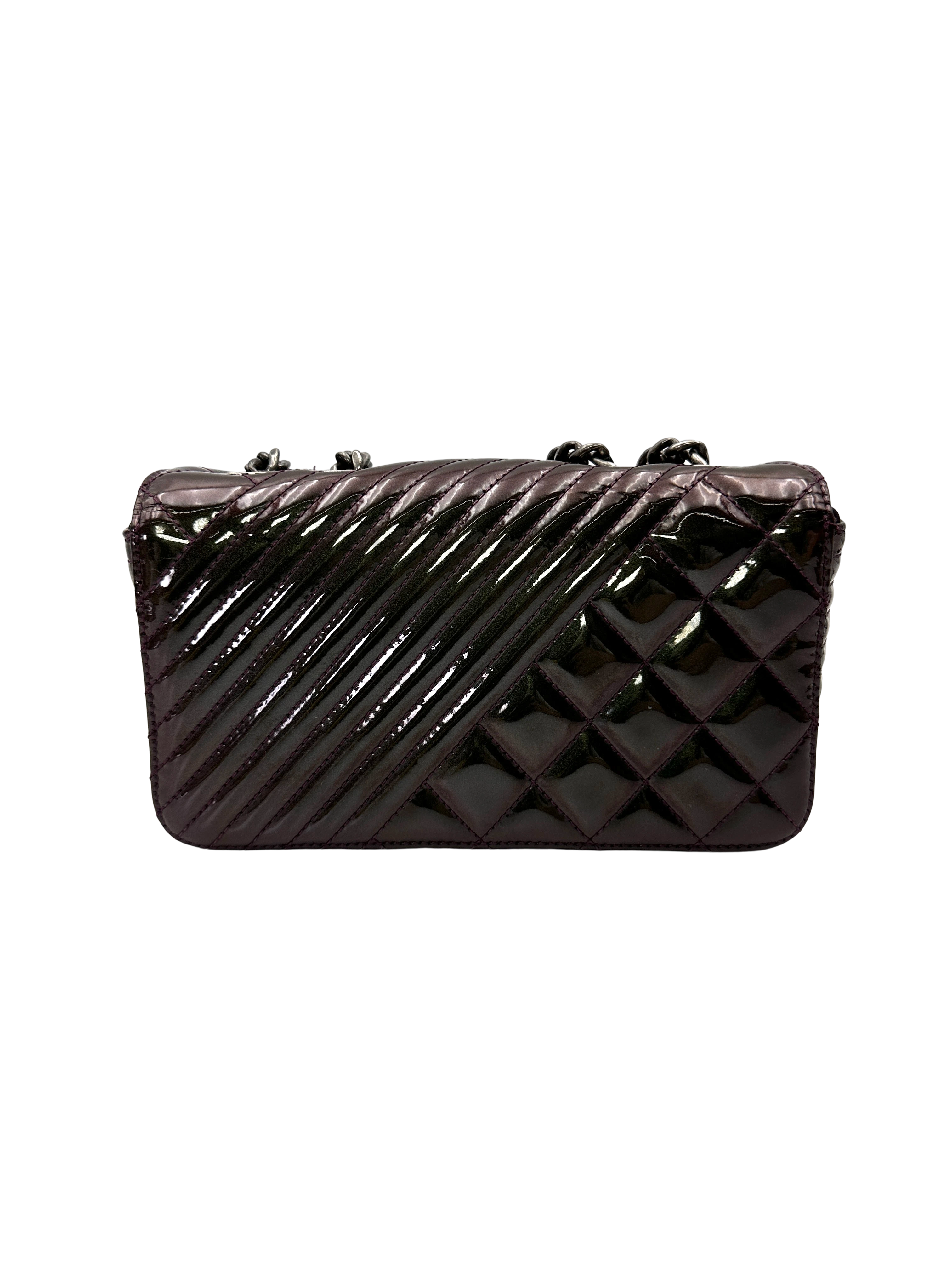 Chanel Dark Green Quilted Patent Leather Flap Bag(21***71) CC2238