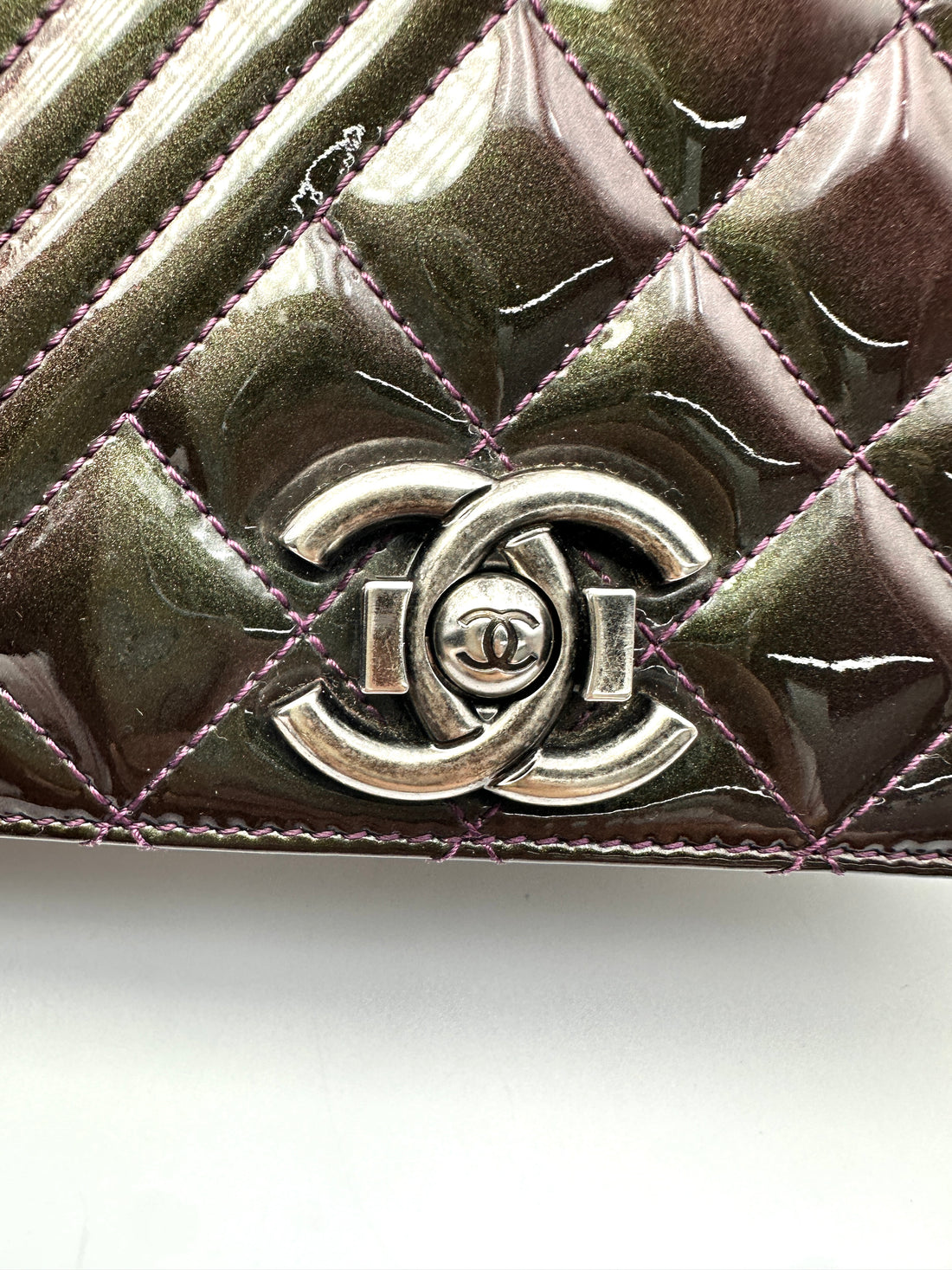 Chanel Dark Green Quilted Patent Leather Flap Bag(21***71) CC2238