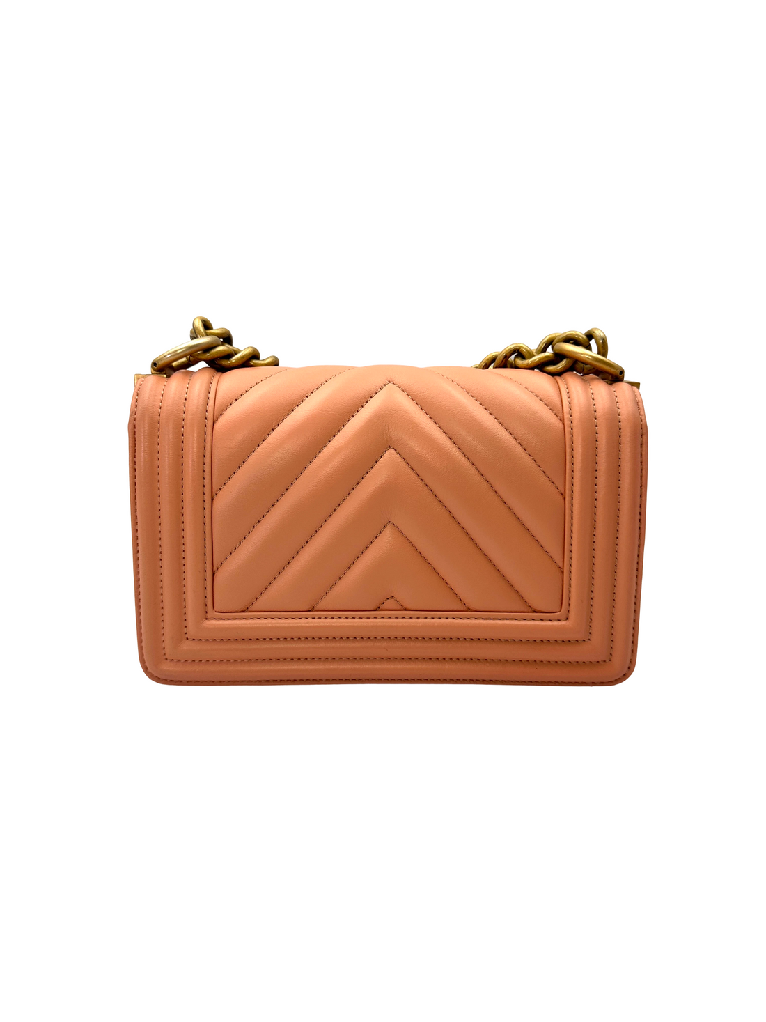 Chanel LeBoy Pink Chevron Quilted Leather Small Size Flap Bag With Gold Buckle(25***58) CC2240