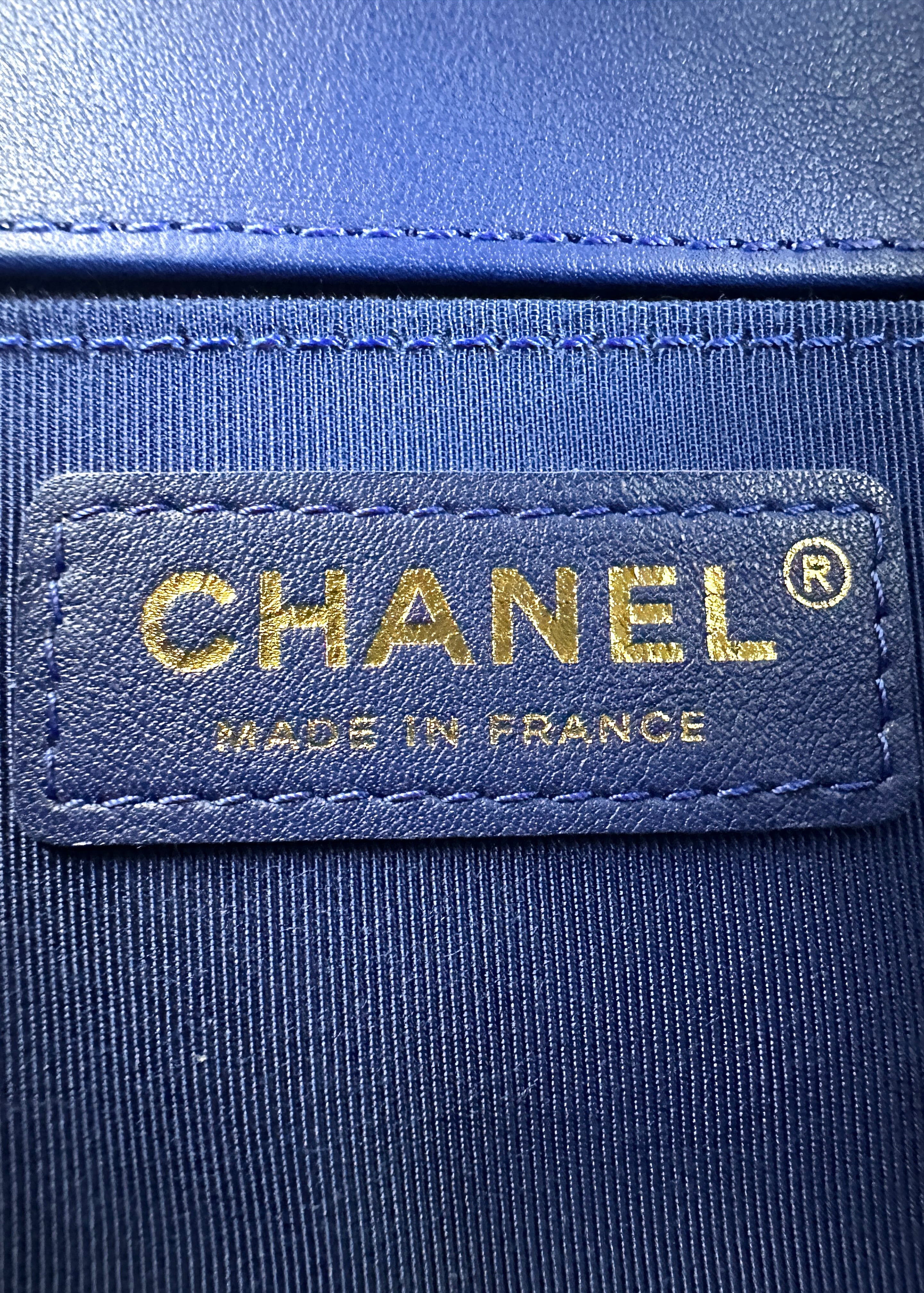 Chanel LeBoy Blue Chevron Quilted Leather Small Size Flap Bag With Gold Buckle(28***17) CC2239