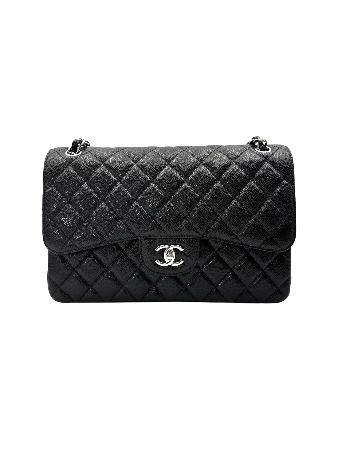 Chanel Classic Flap Black Quilted Leather Shoulder Bag With Silver Buckle(15***88) CC2241