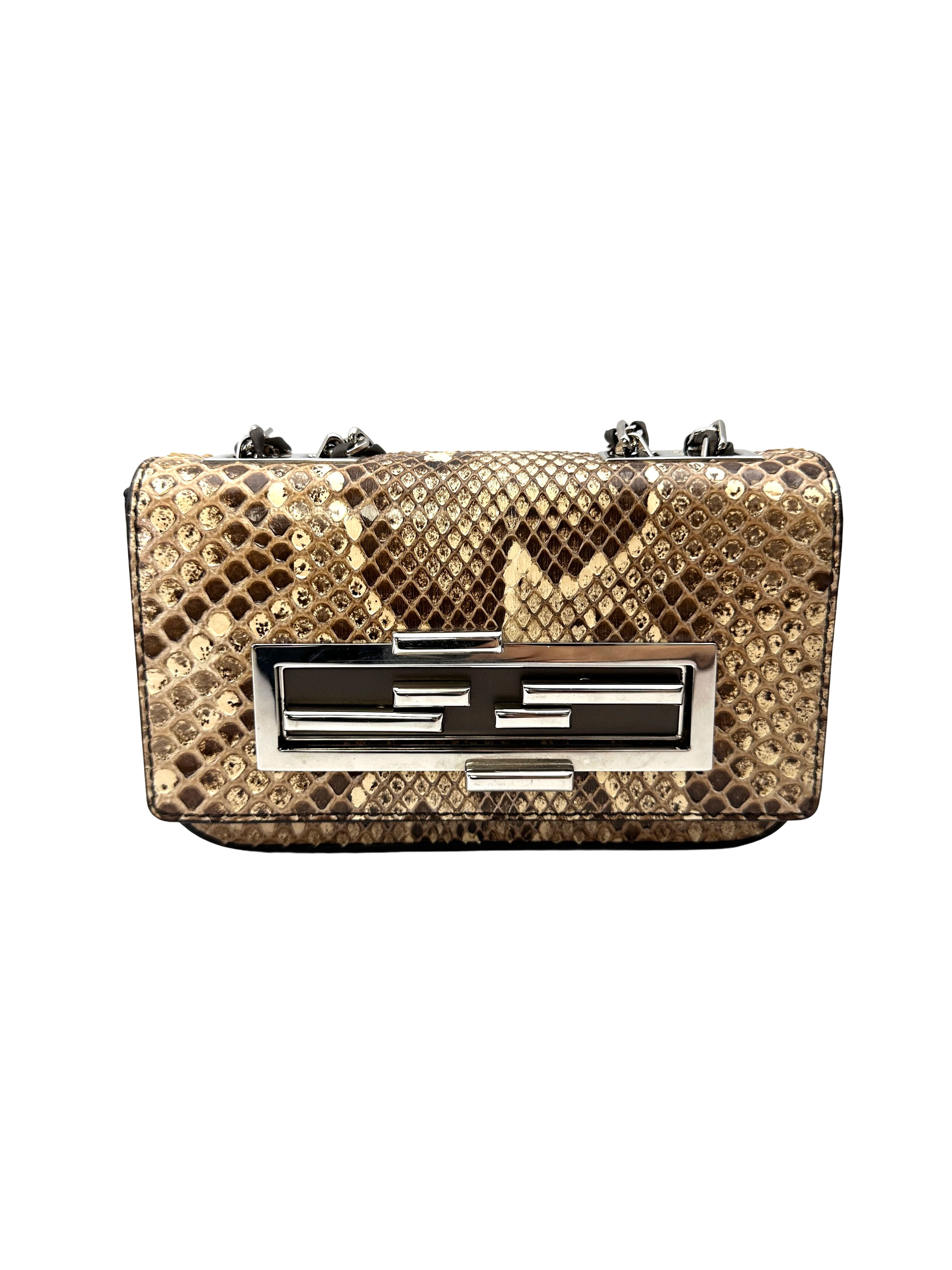 Fendi 3Baguette Python Leather Shoulder Bag FF125