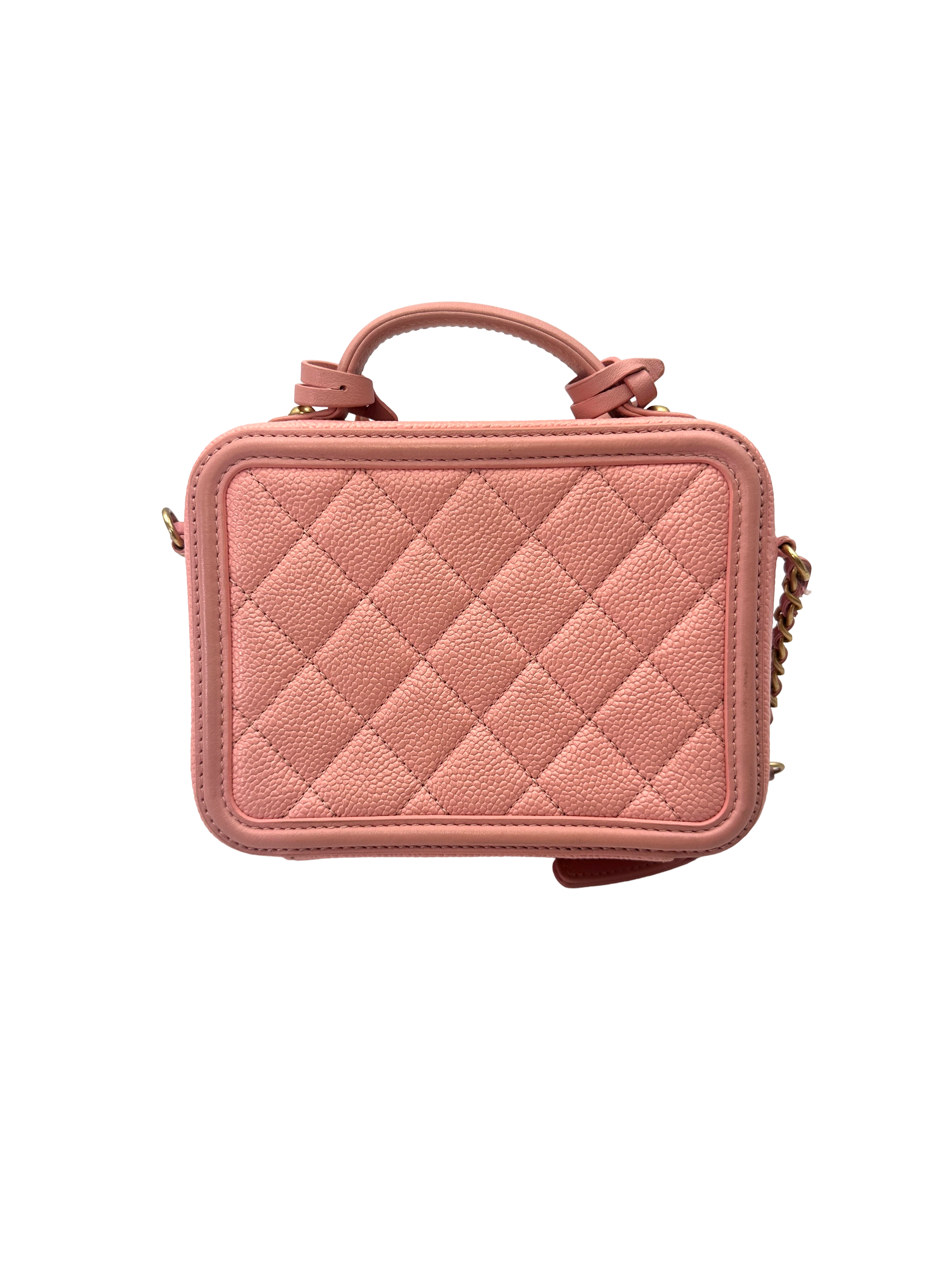 Chanel CC Filigree Pink Quilted Leather Top Handle Vanity Case(27***78) CC2247