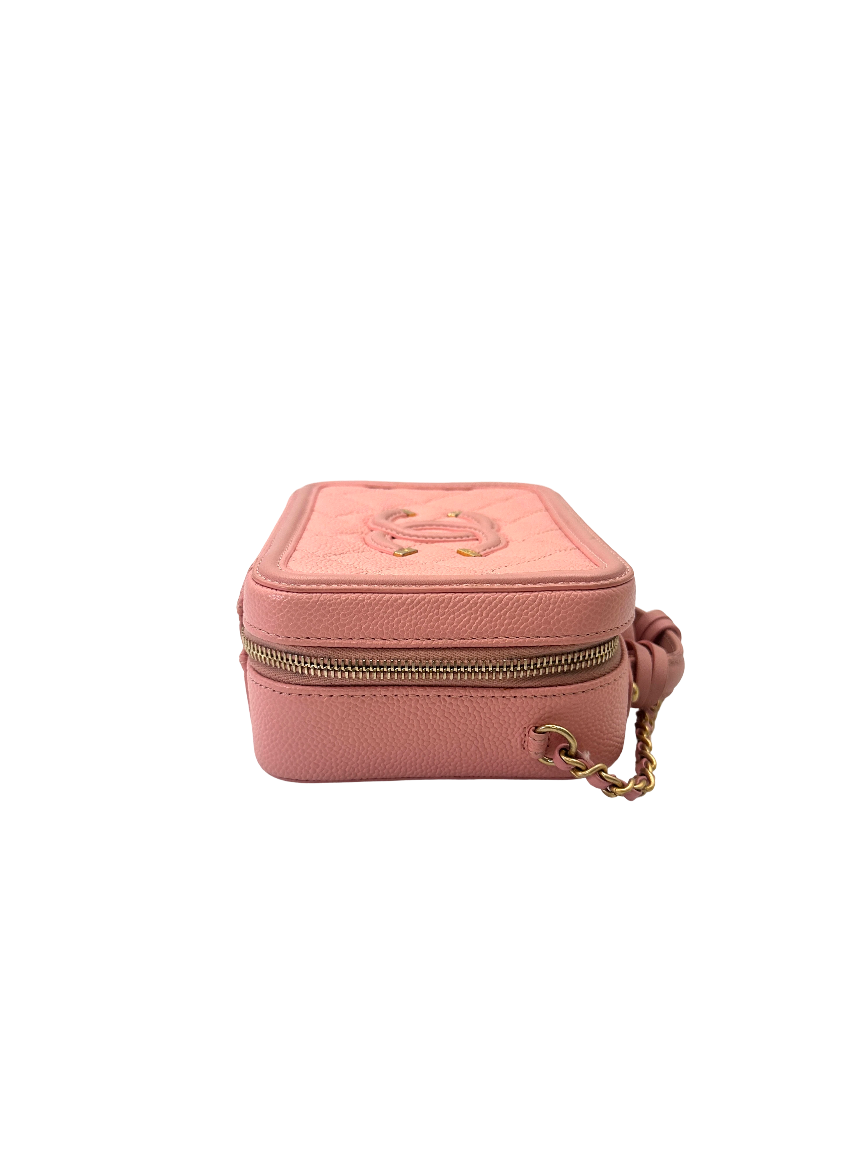 Chanel CC Filigree Pink Quilted Leather Top Handle Vanity Case(27***78) CC2247