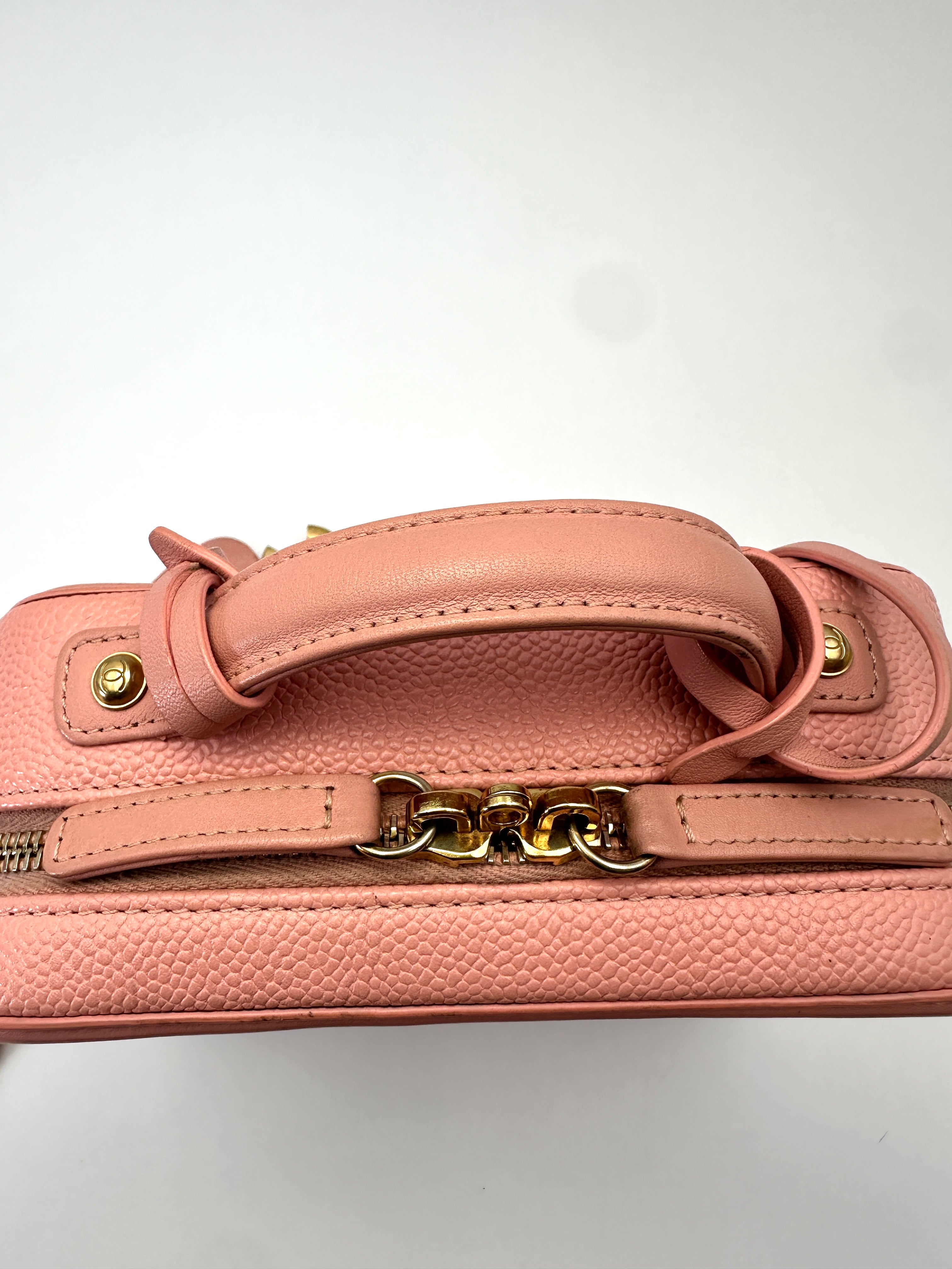 Chanel CC Filigree Pink Quilted Leather Top Handle Vanity Case(27***78) CC2247