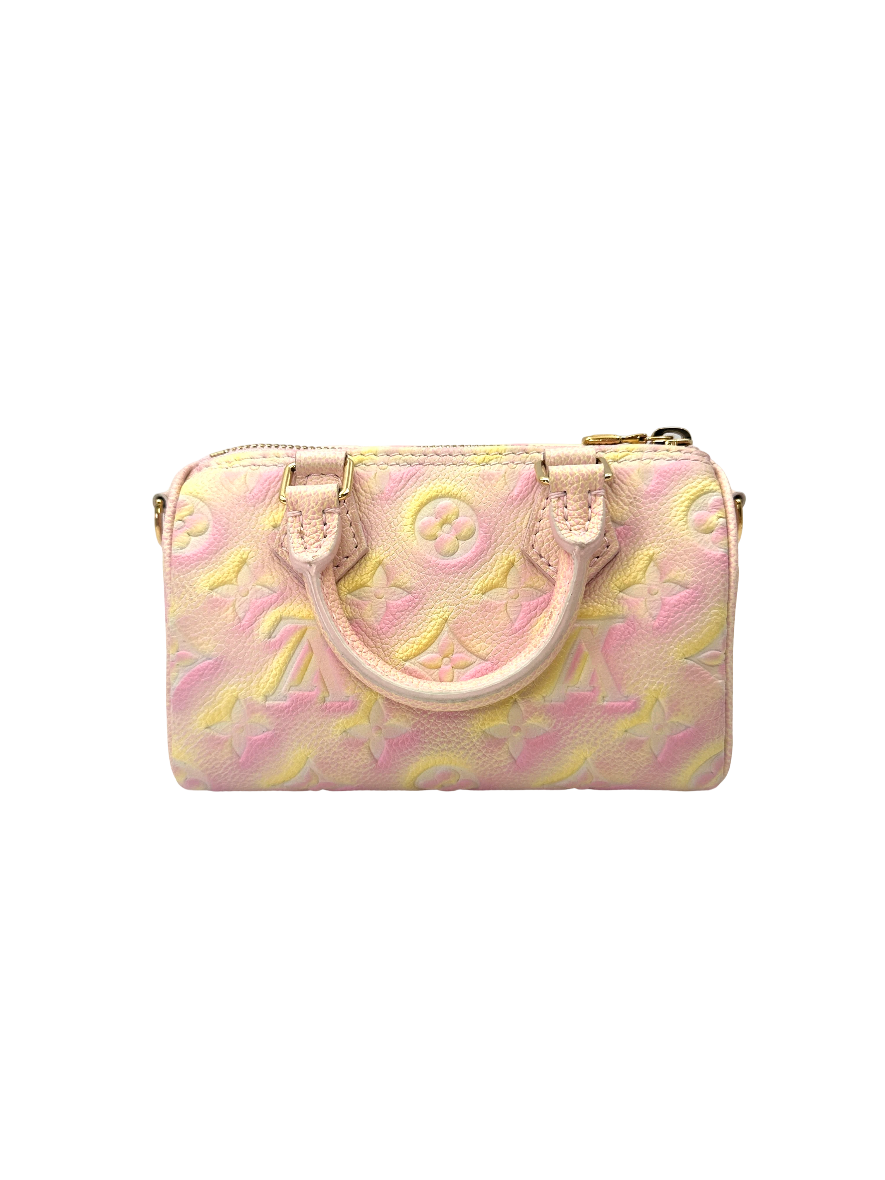 Louis Vuitton Nano Speedy Gradient Pink Monogram Empreinte Leather Handle Bag LV3106