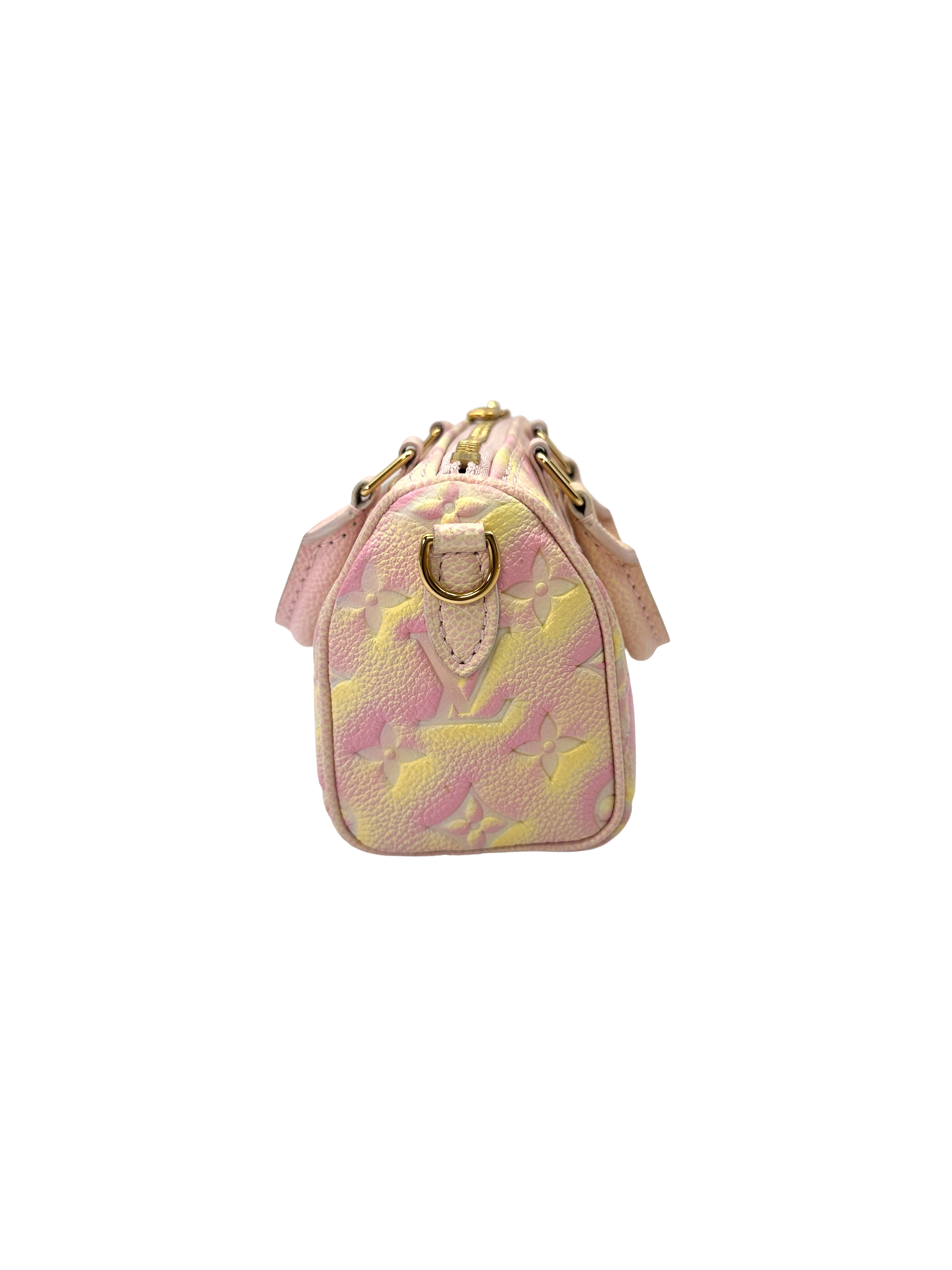 Louis Vuitton Nano Speedy Gradient Pink Monogram Empreinte Leather Handle Bag LV3106