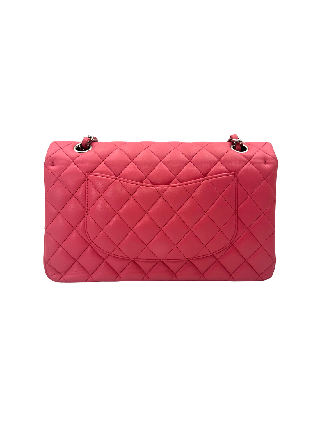 Chanel Classic Flap Pink Quilted Lambskin Medium Size Shoulder Bag With Silver Buckle(16***03) CC2243