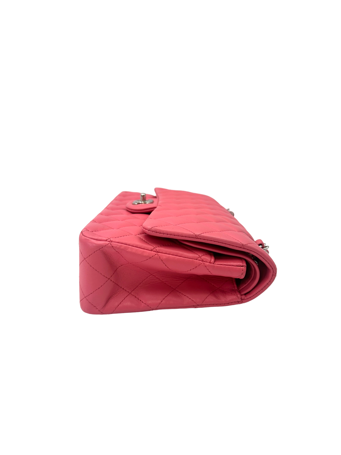 Chanel Classic Flap Pink Quilted Lambskin Medium Size Shoulder Bag With Silver Buckle(16***03) CC2243