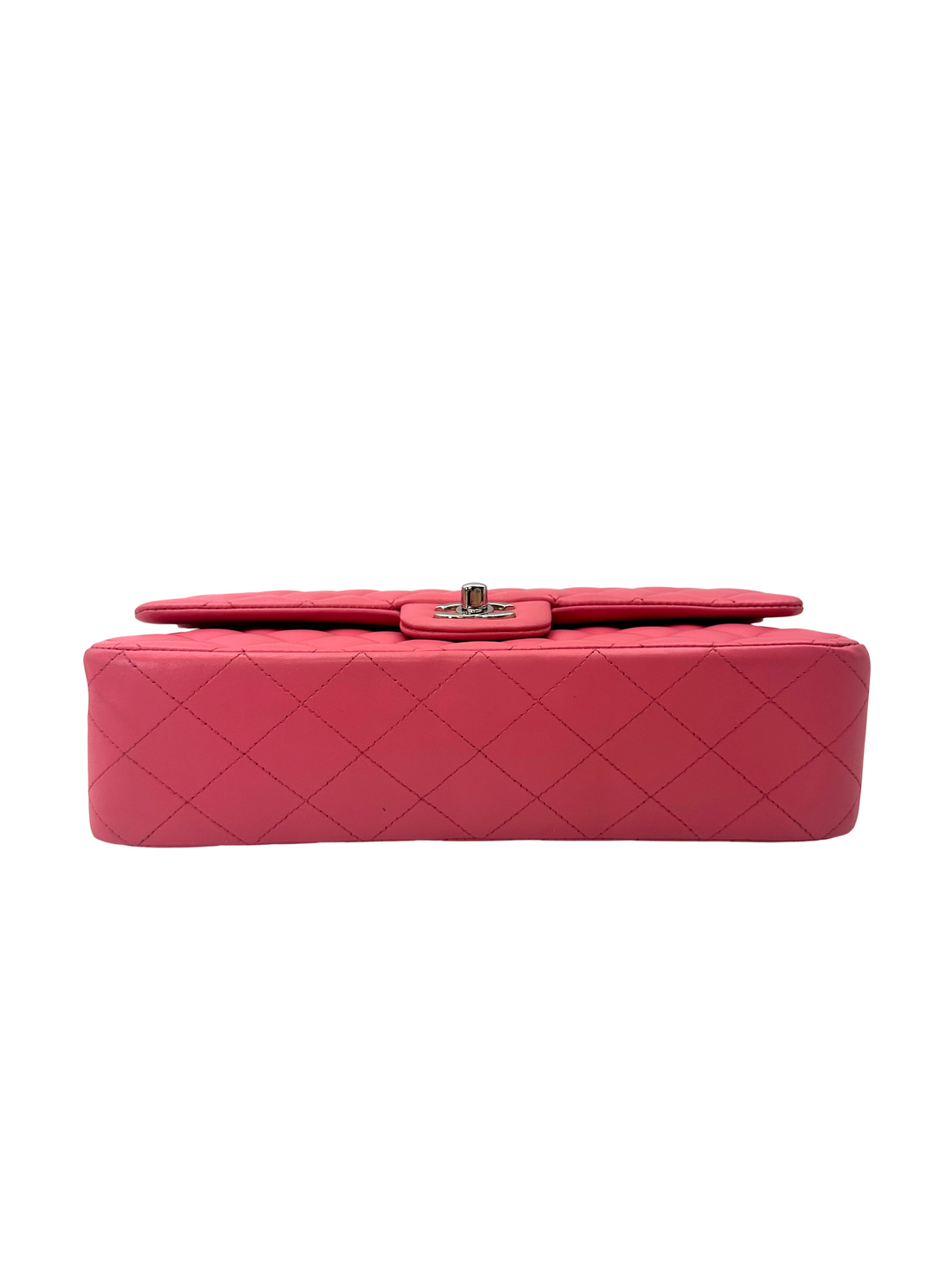 Chanel Classic Flap Pink Quilted Lambskin Medium Size Shoulder Bag With Silver Buckle(16***03) CC2243