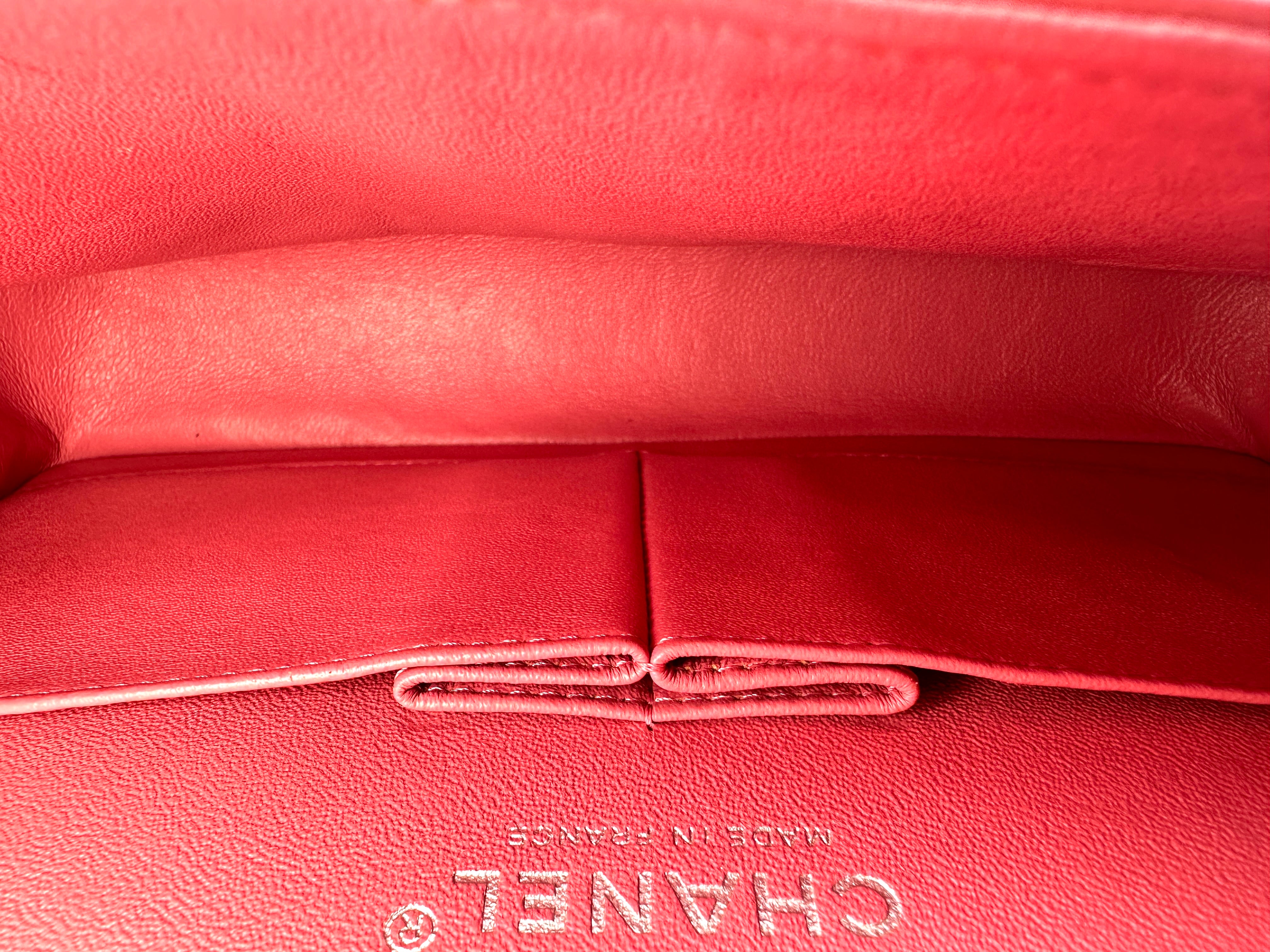 Chanel Classic Flap Pink Quilted Lambskin Medium Size Shoulder Bag With Silver Buckle(16***03) CC2243
