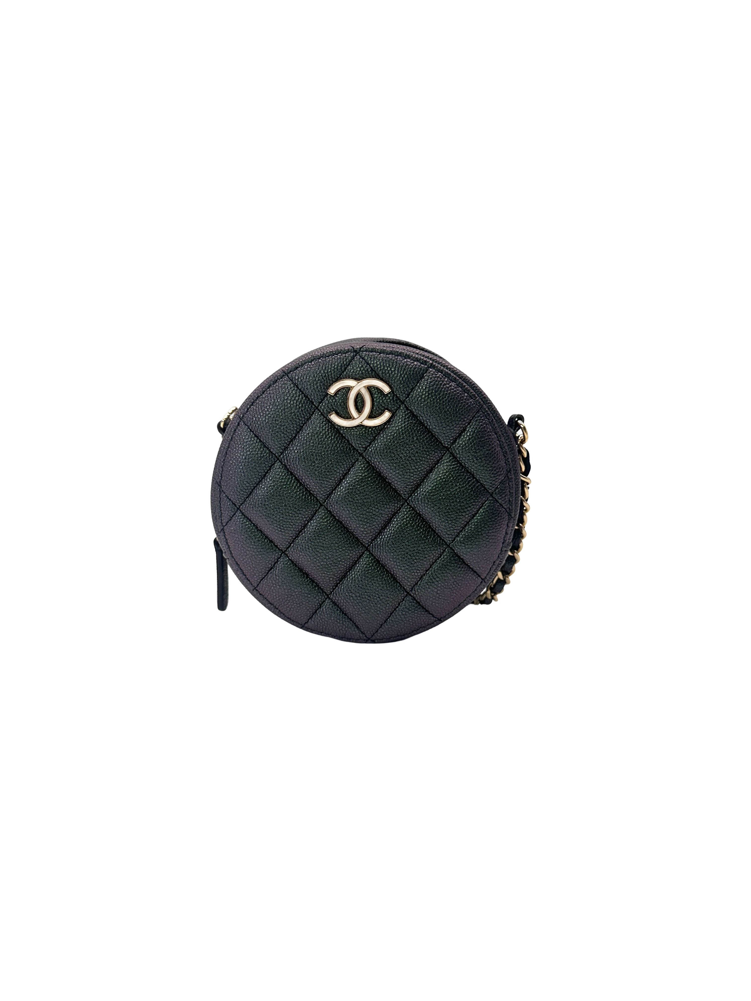 Chanel Iridescent Purple Quilted Leather Round Clutch(27***39) CC2244