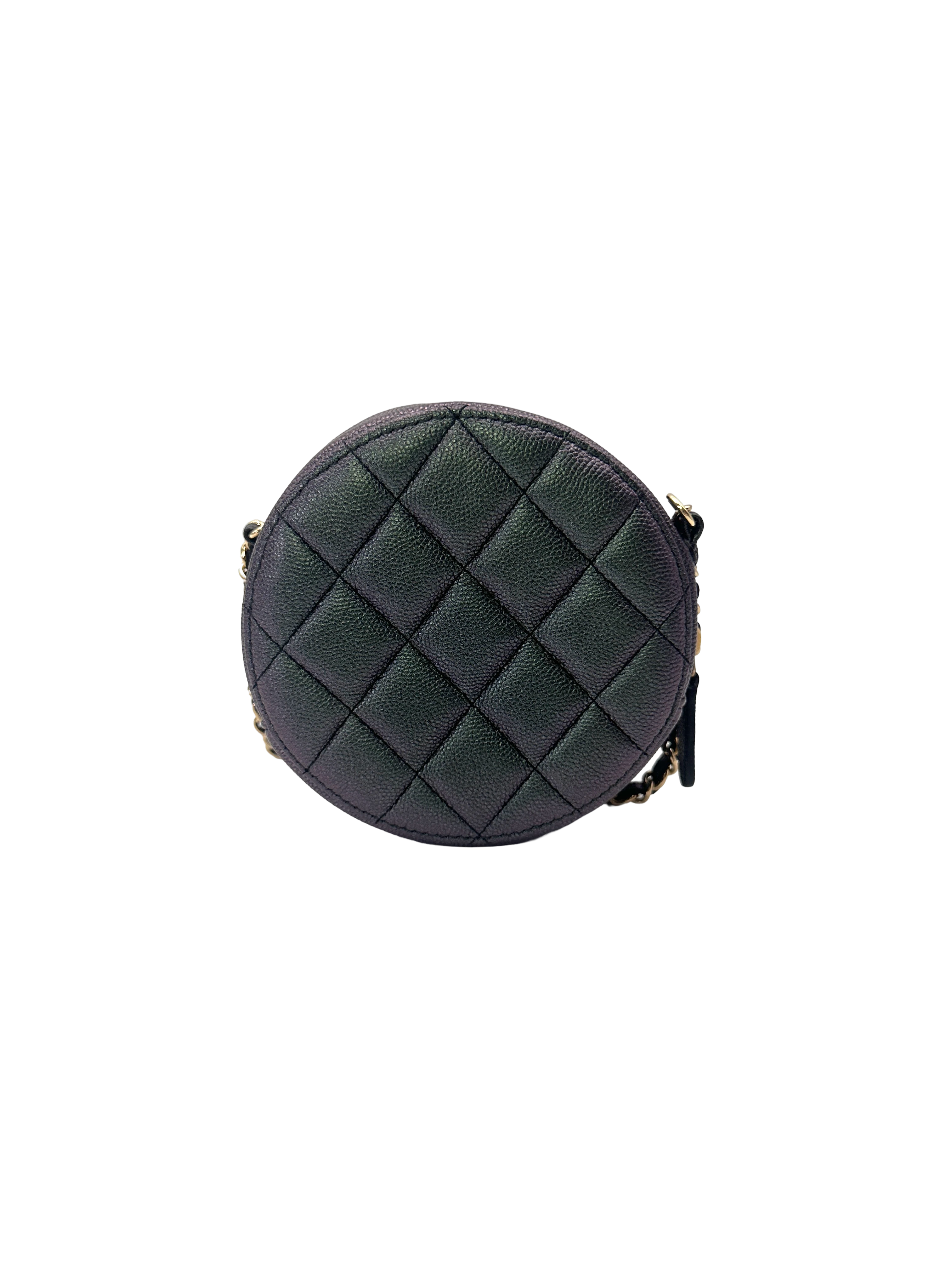 Chanel Iridescent Purple Quilted Leather Round Clutch(27***39) CC2244