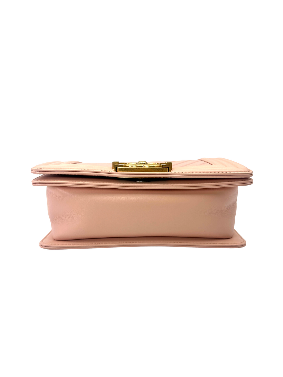 Chanel LeBoy Pink Chevron Quilted Leather Small Size Flap Bag With Gold Buckle(24***10) CC2245